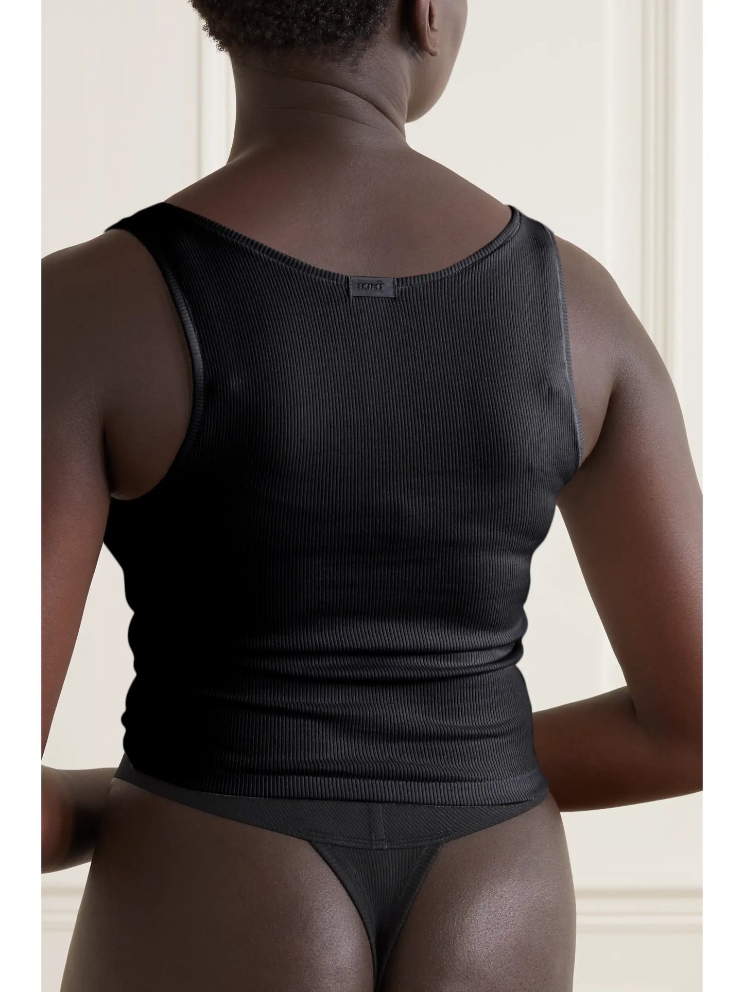 Ribbed Cotton-blend Jersey Tank - Soot