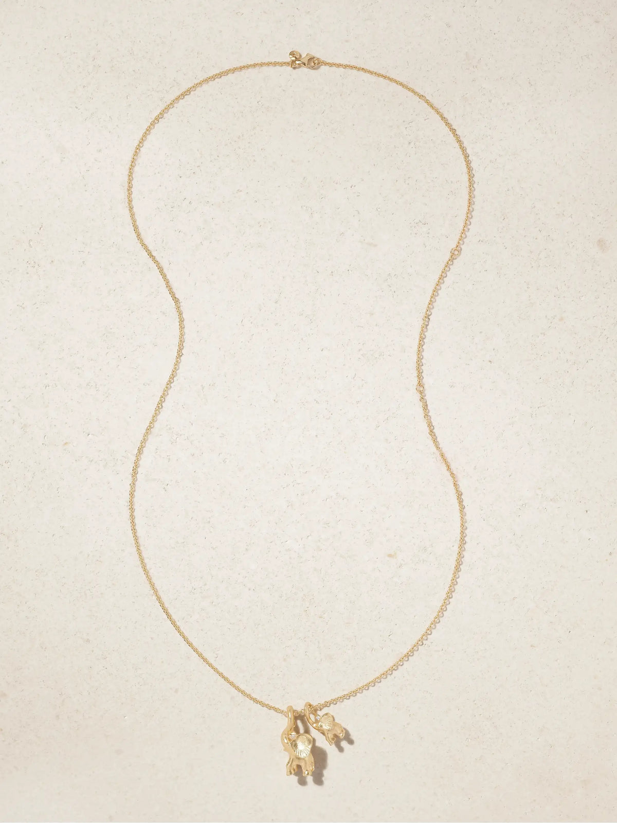 Double Elephant 18-karat Gold Diamond Necklace