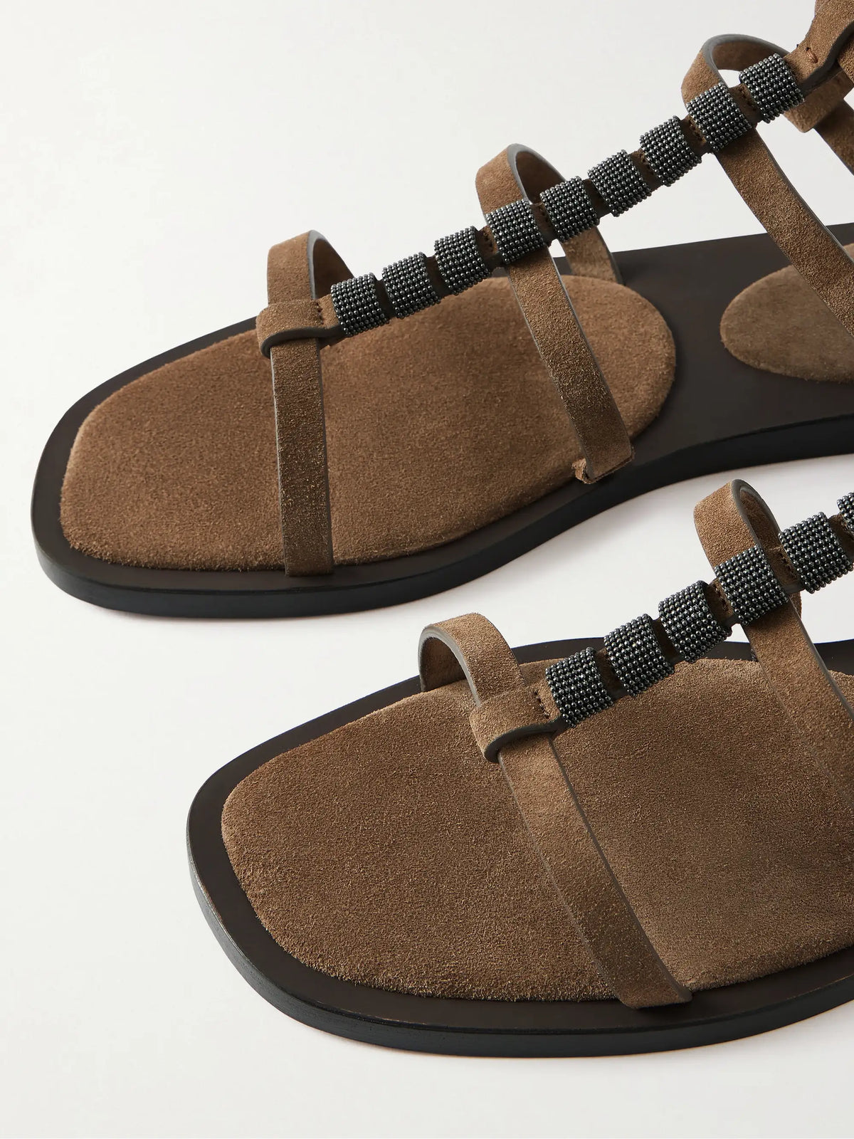 Bead-embellished Suede Slingback Sandals