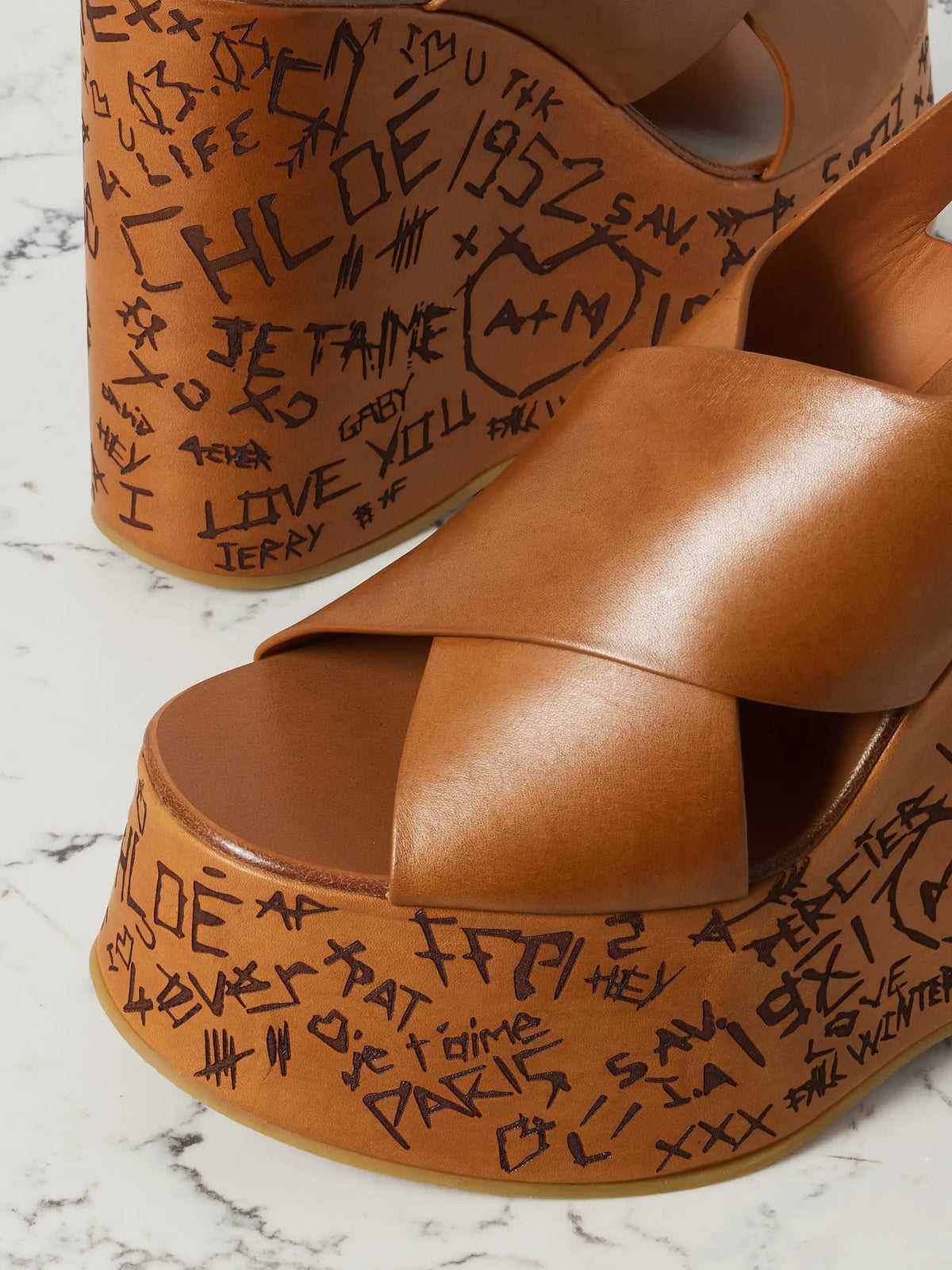 Maxime Leather Platform Wedge Sandals