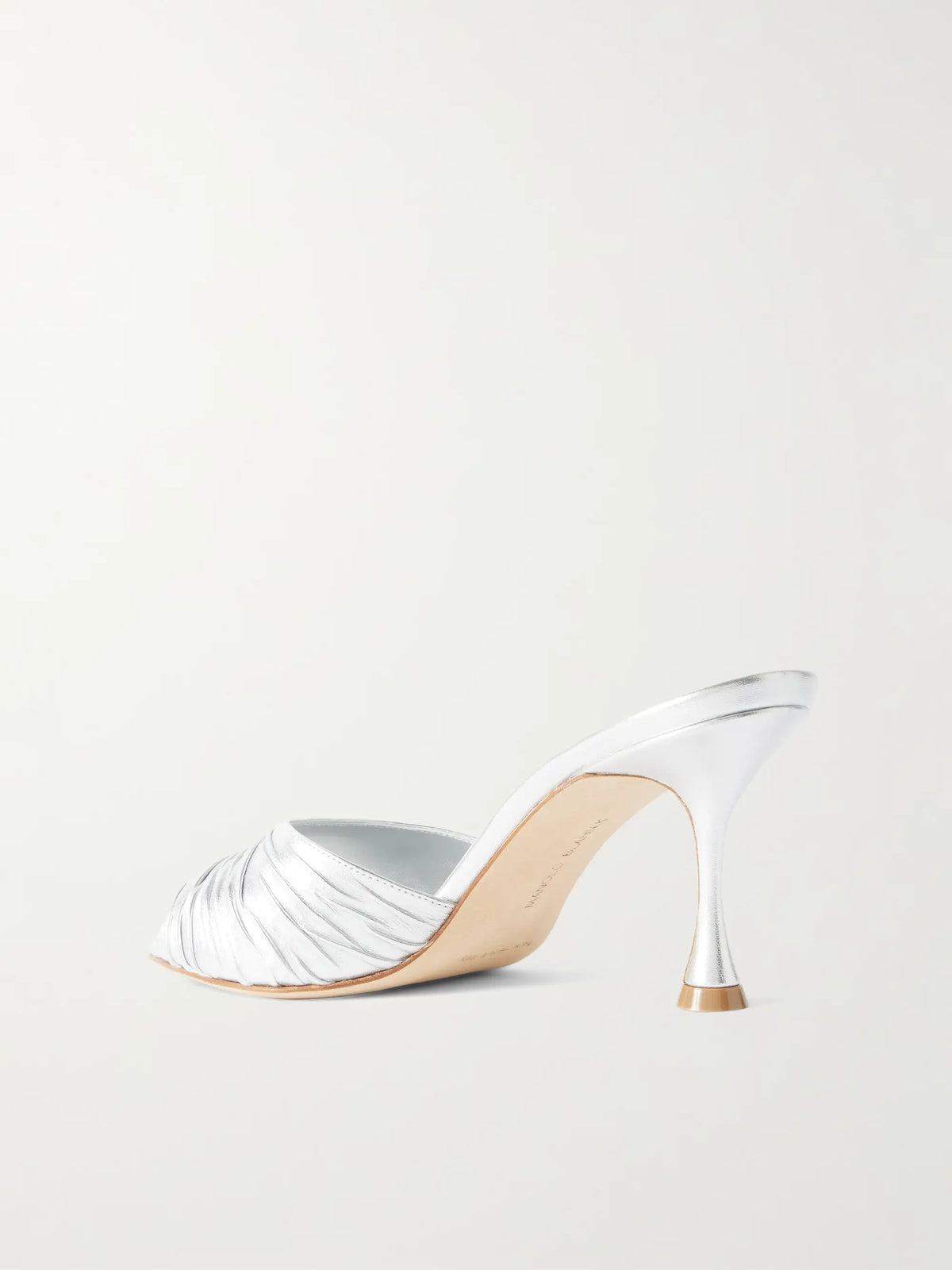 Pirua 70 Crinkled Metallic Leather Mules