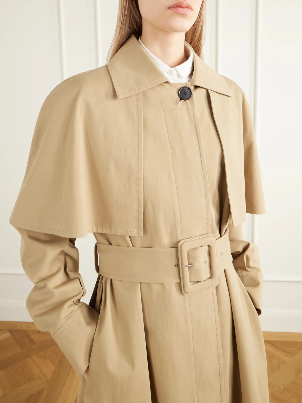 The Row Ayana Belted Cape-detailed Cotton-twill Trench Coat