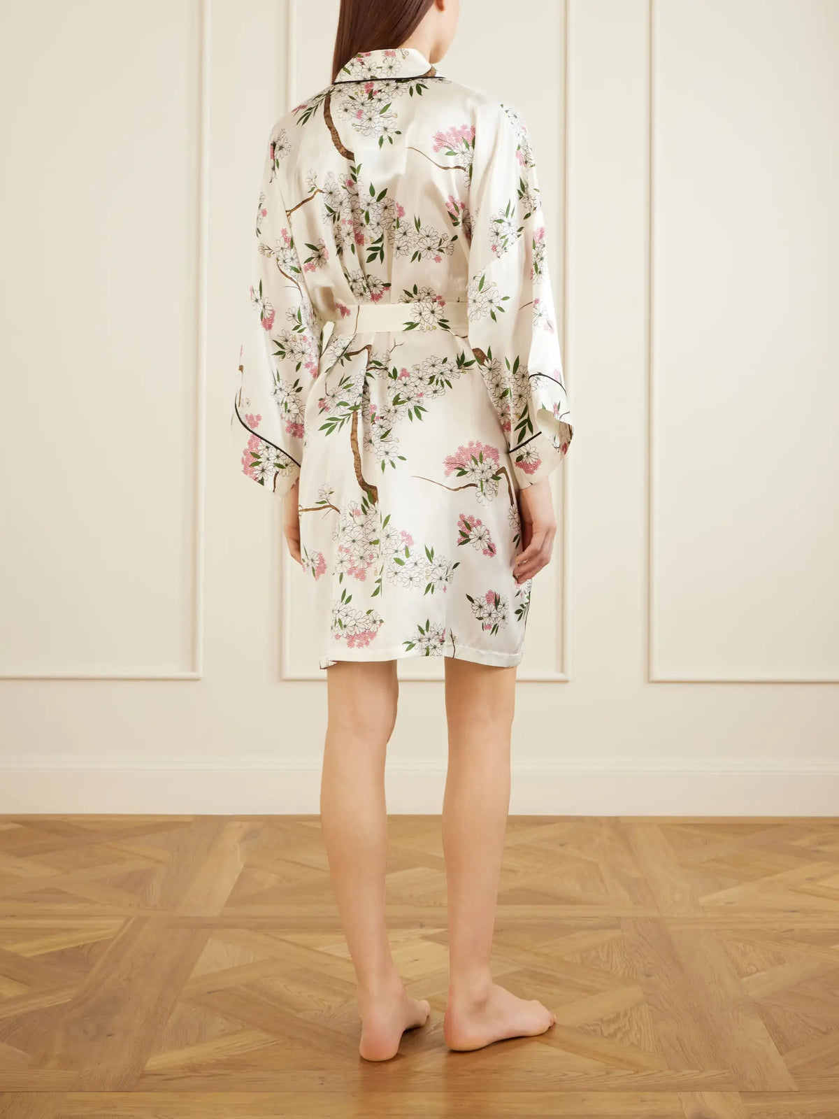 Mimi Belted Printed Silk-satin Robe
