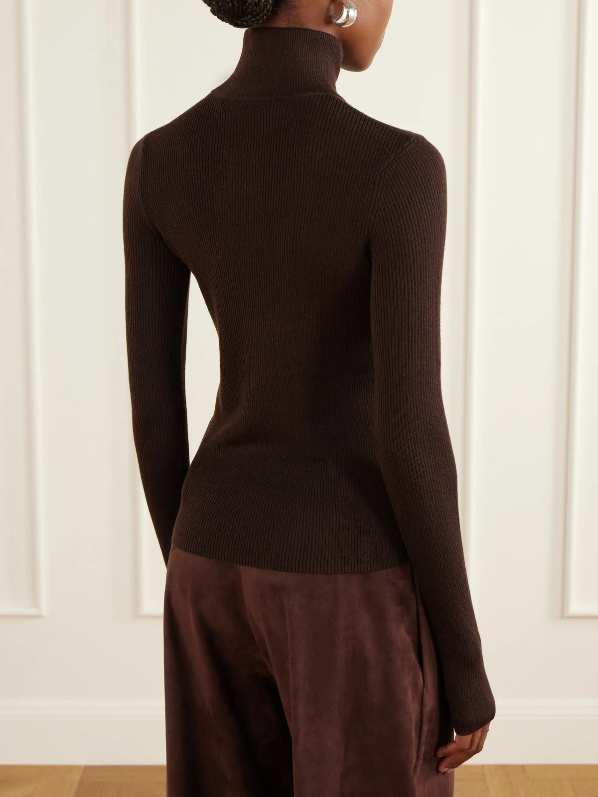 The Frankie Shop Sade Ribbed Wool And Silk-blend Half-zip Sweater