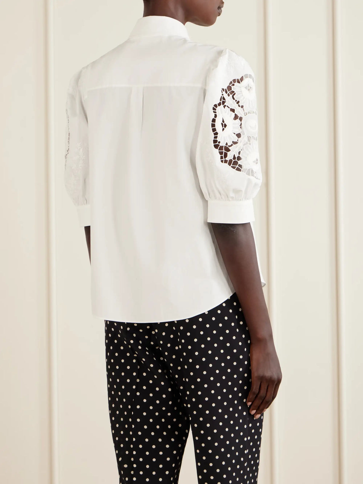 Broderie Anglaise-trimmed Cotton-poplin Shirt