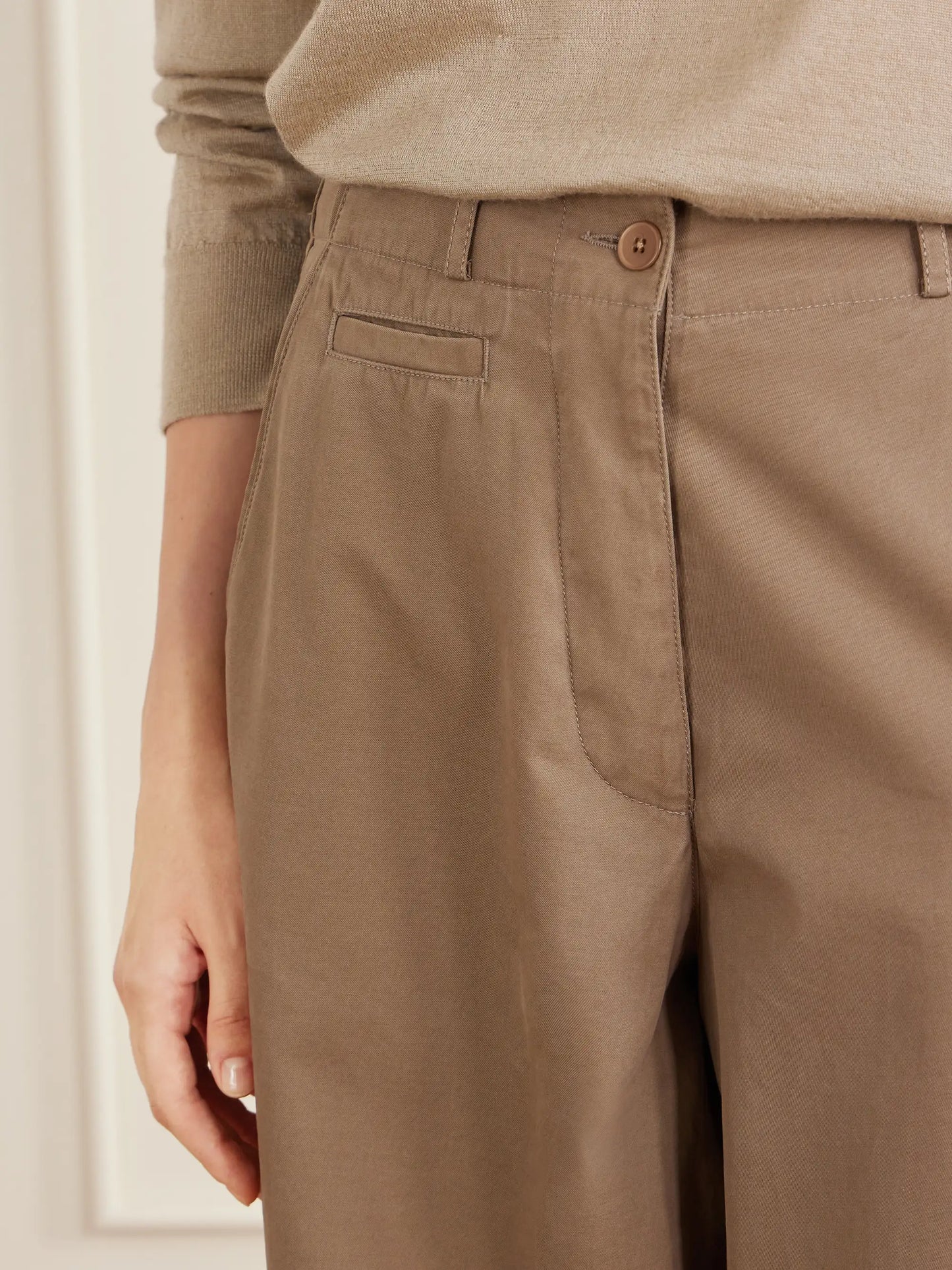 Fadry Cotton And Cashmere-blend Drill Wide-leg Pants