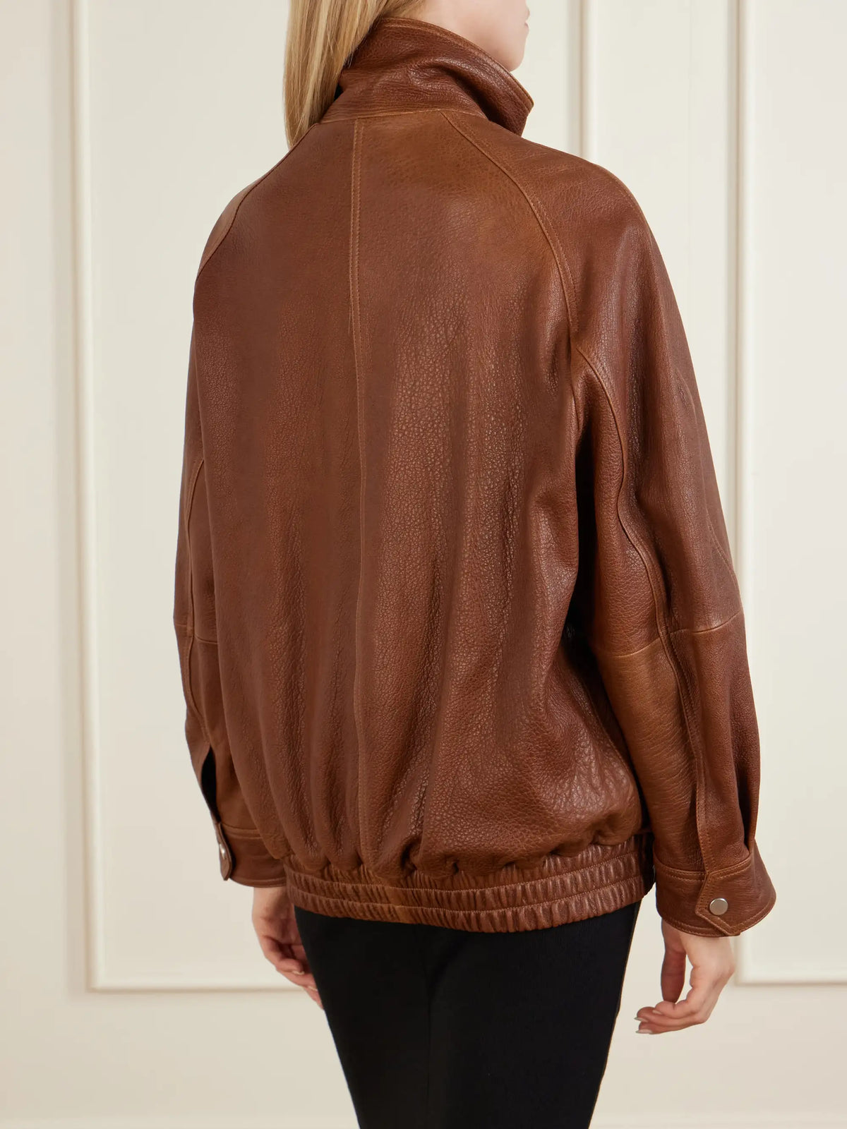 Nour Hammour Ariste Oversized Paneled Leather Jacket