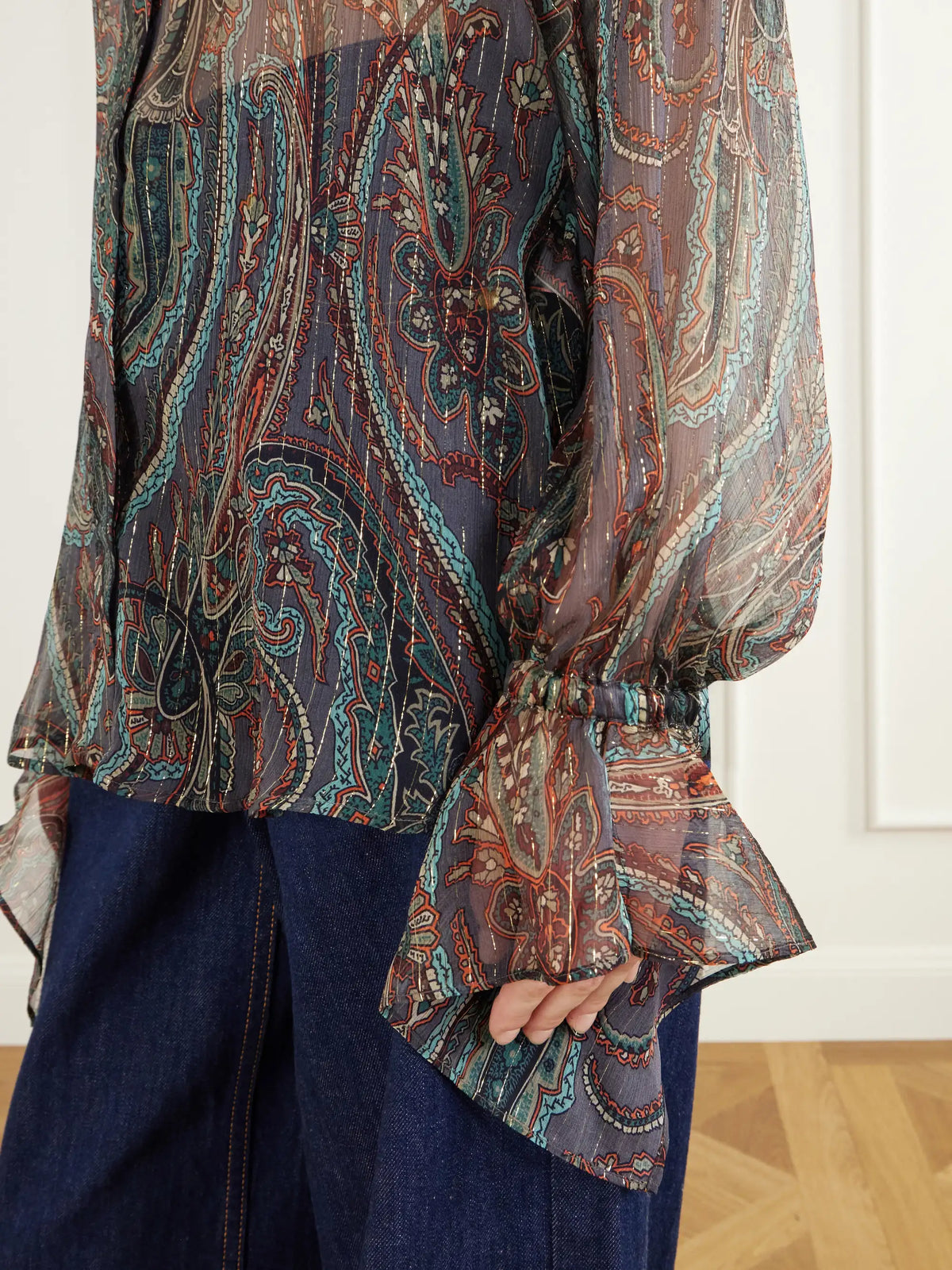 Etro Ruffled Paisley-print Silk-blend Chiffon Blouse