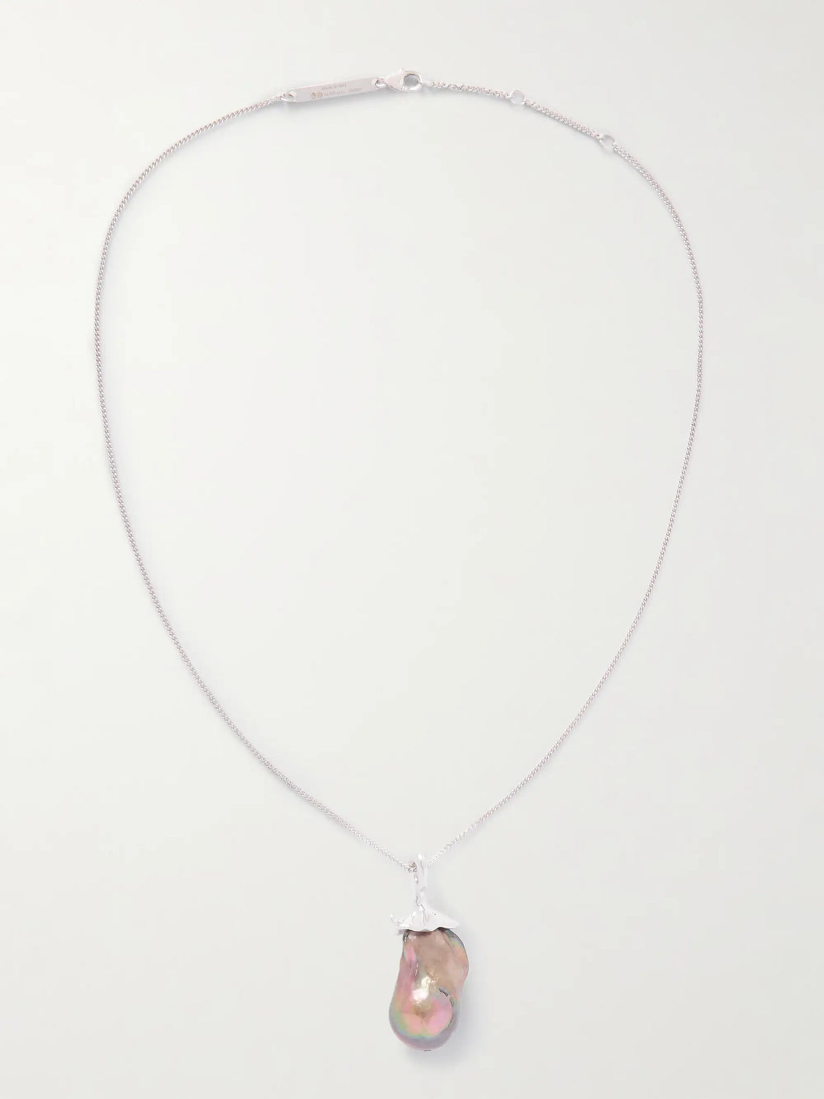 Aubergine Silver And Pearl Necklace