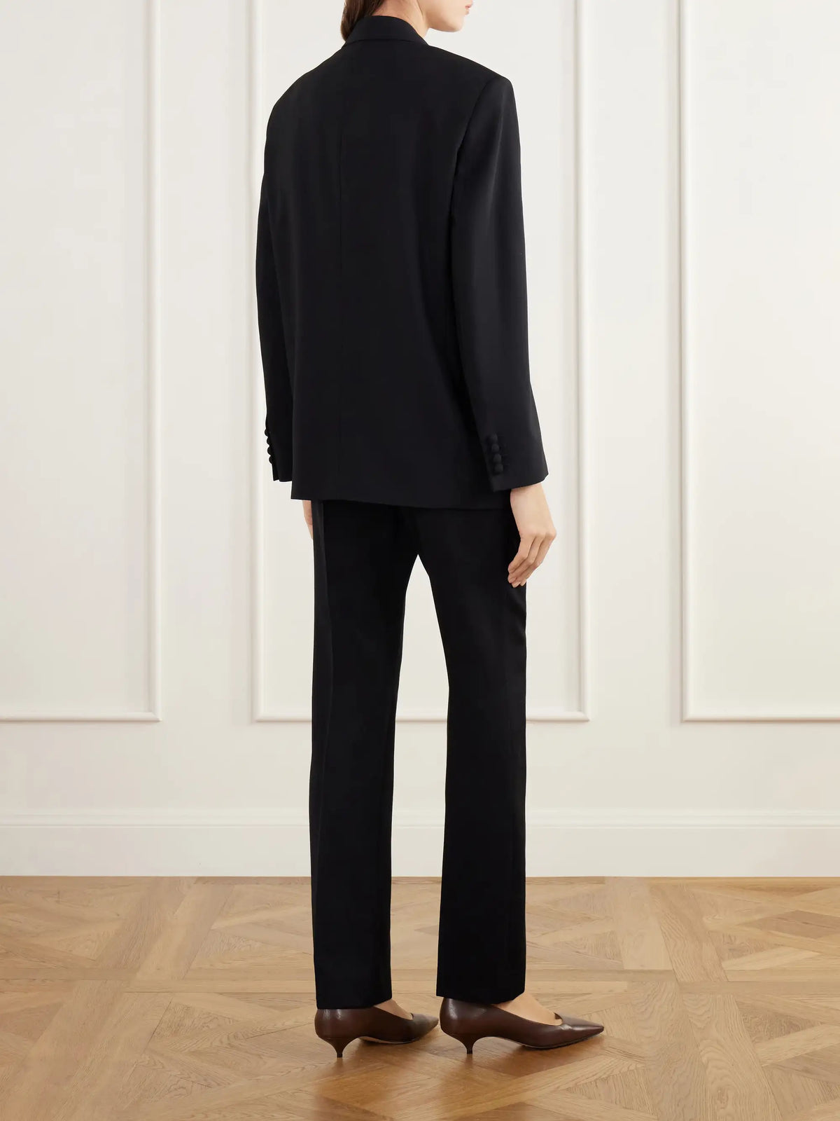 The Row Jona Satin-trimmed Wool-gabardine Blazer
