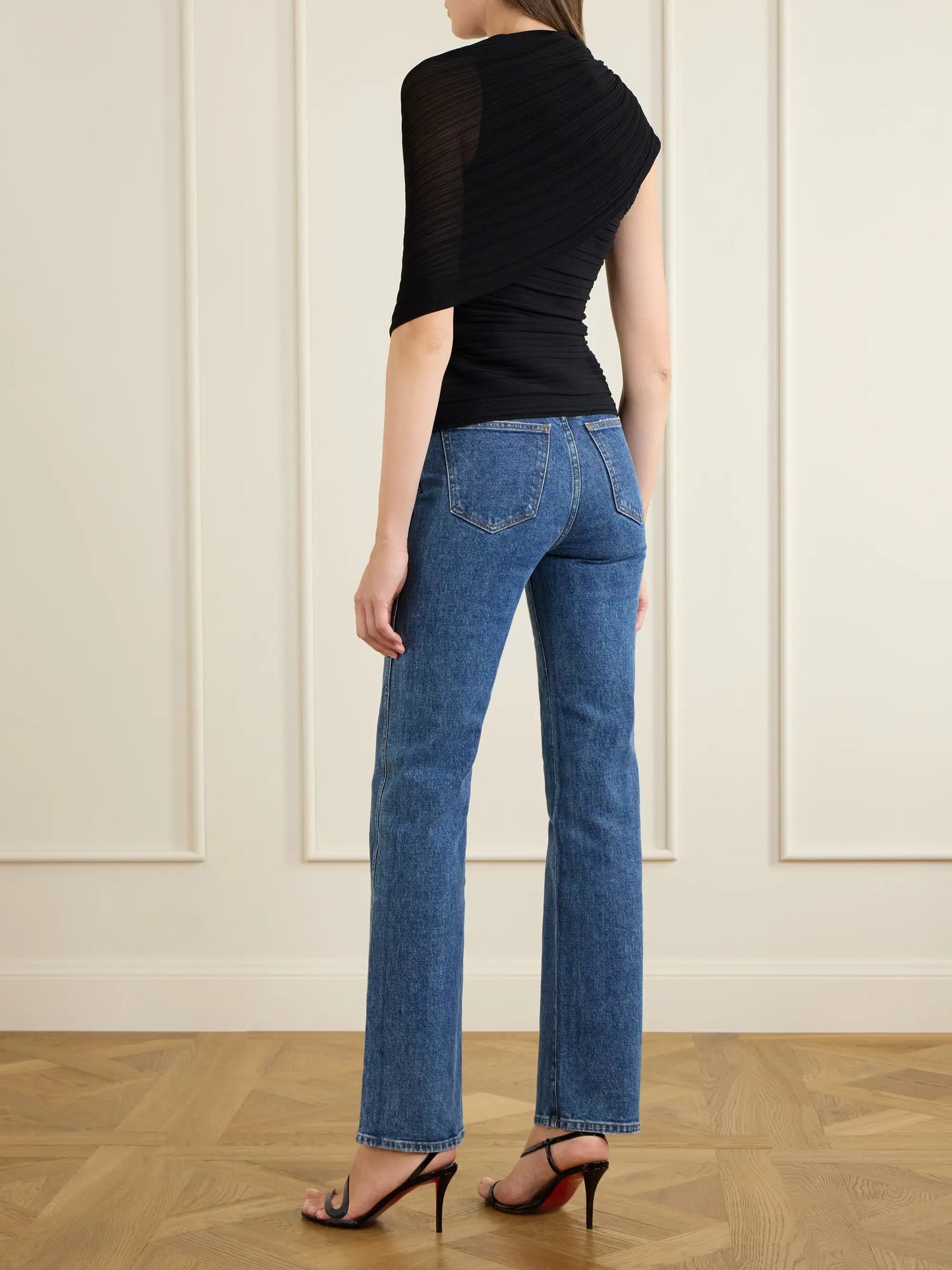 Draped Ribbed Jersey Blouse