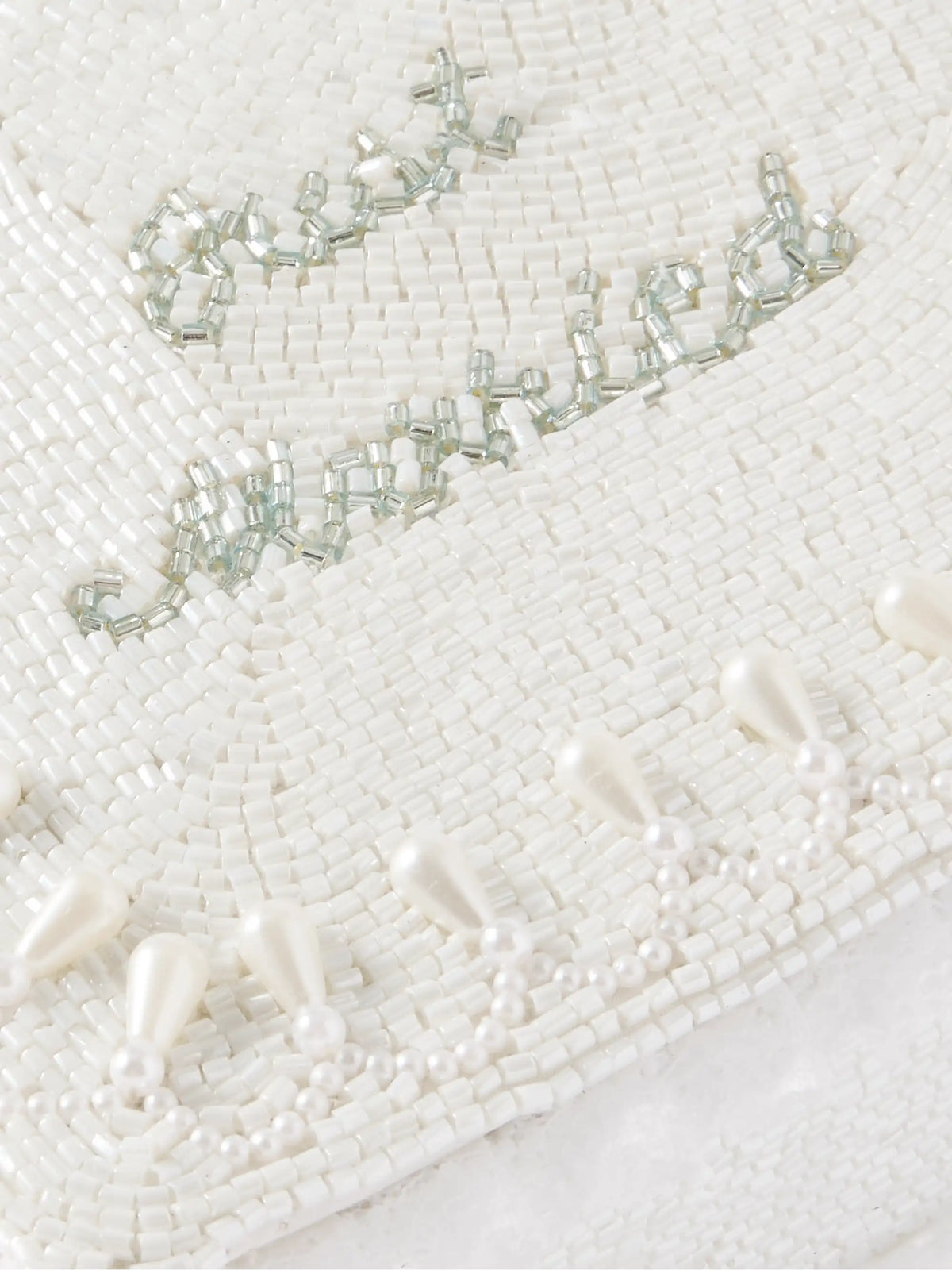 Just Married Lace-trimmed Beaded Twill Tote