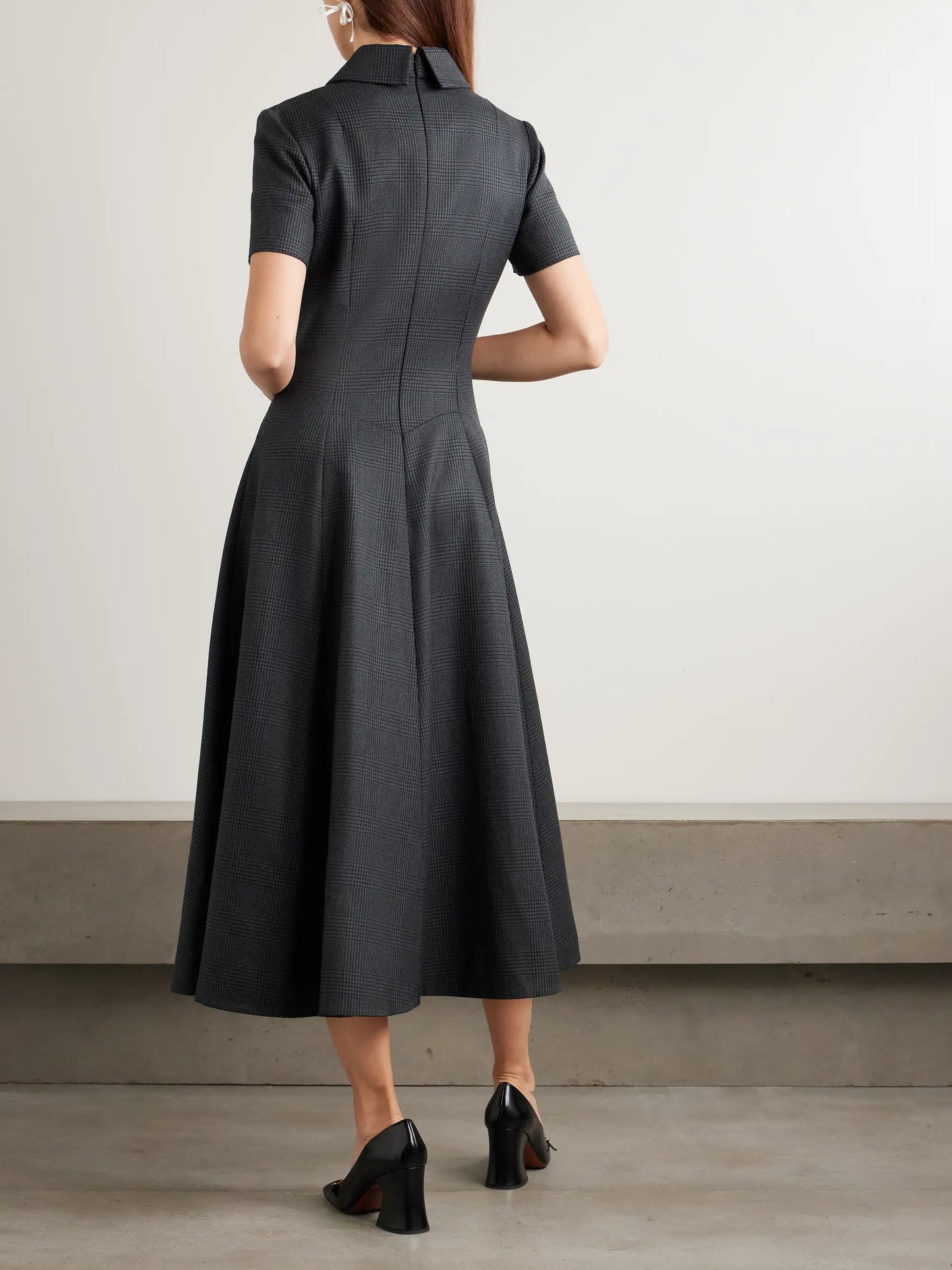 Jody Paneled Prince Of Wales Checked Wool-blend Midi Shirt Dress