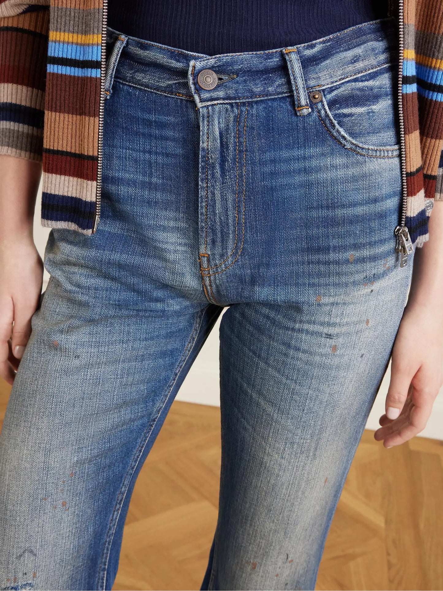 Distressed High-rise Flared Jeans
