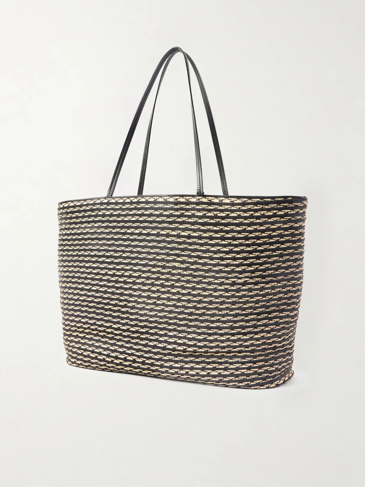 Beau Large Leather And Raffia Tote
