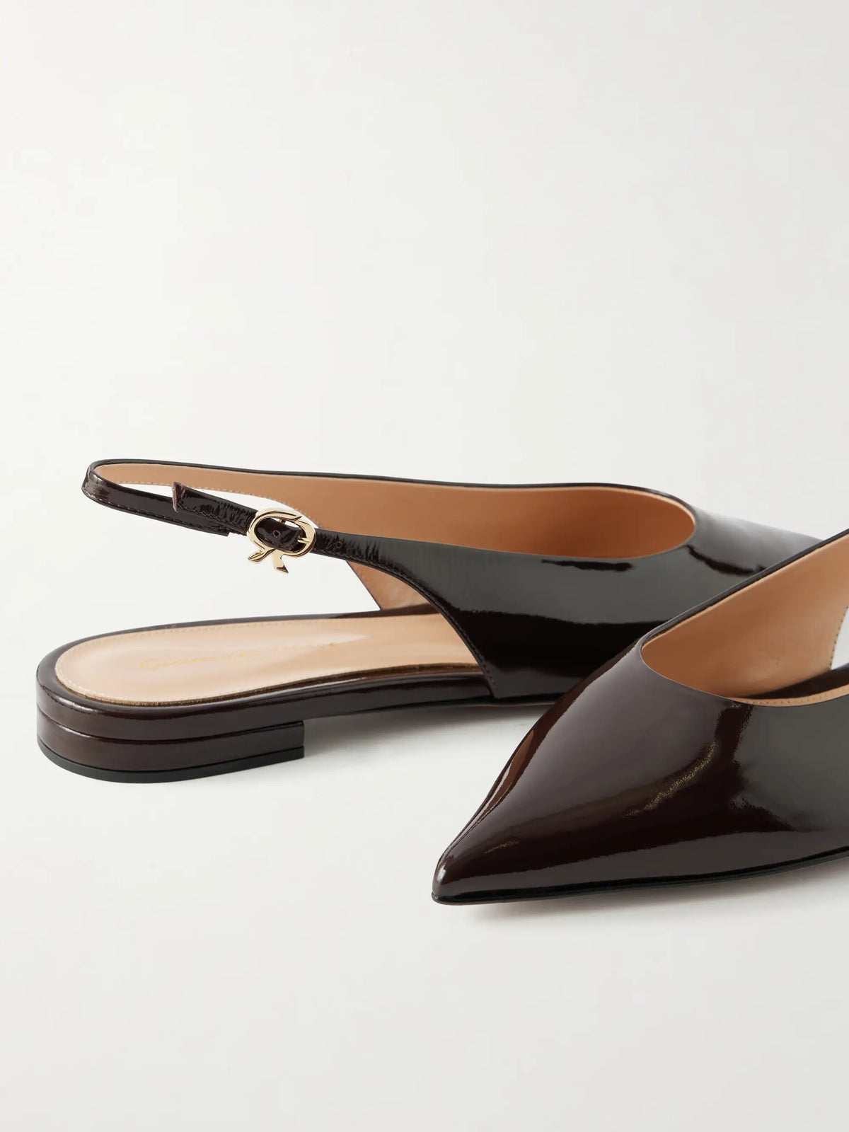 Robbie Polished-leather Slingback Flats