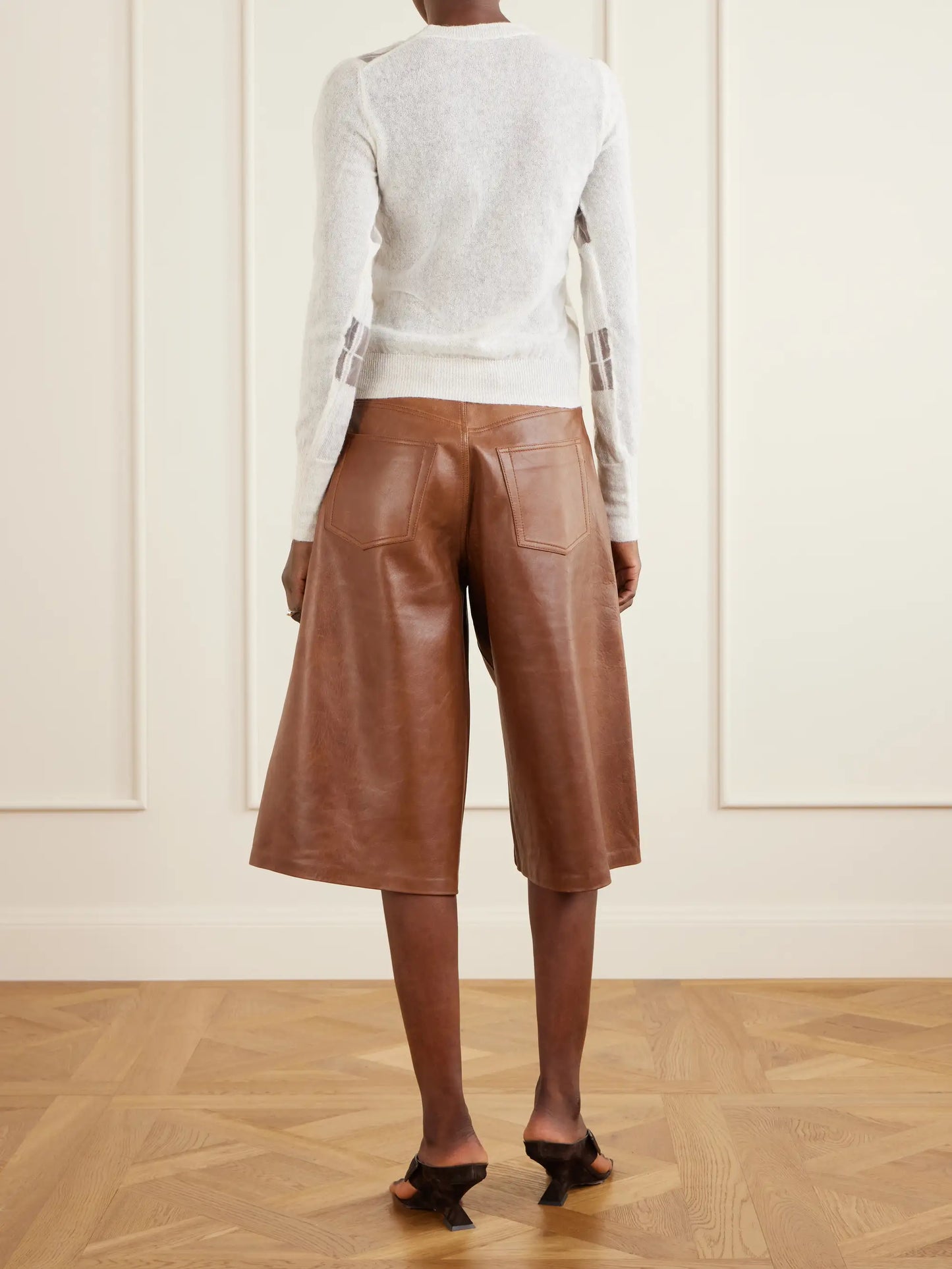 Paul Checked Mesh-trimmed Knitted Sweater
