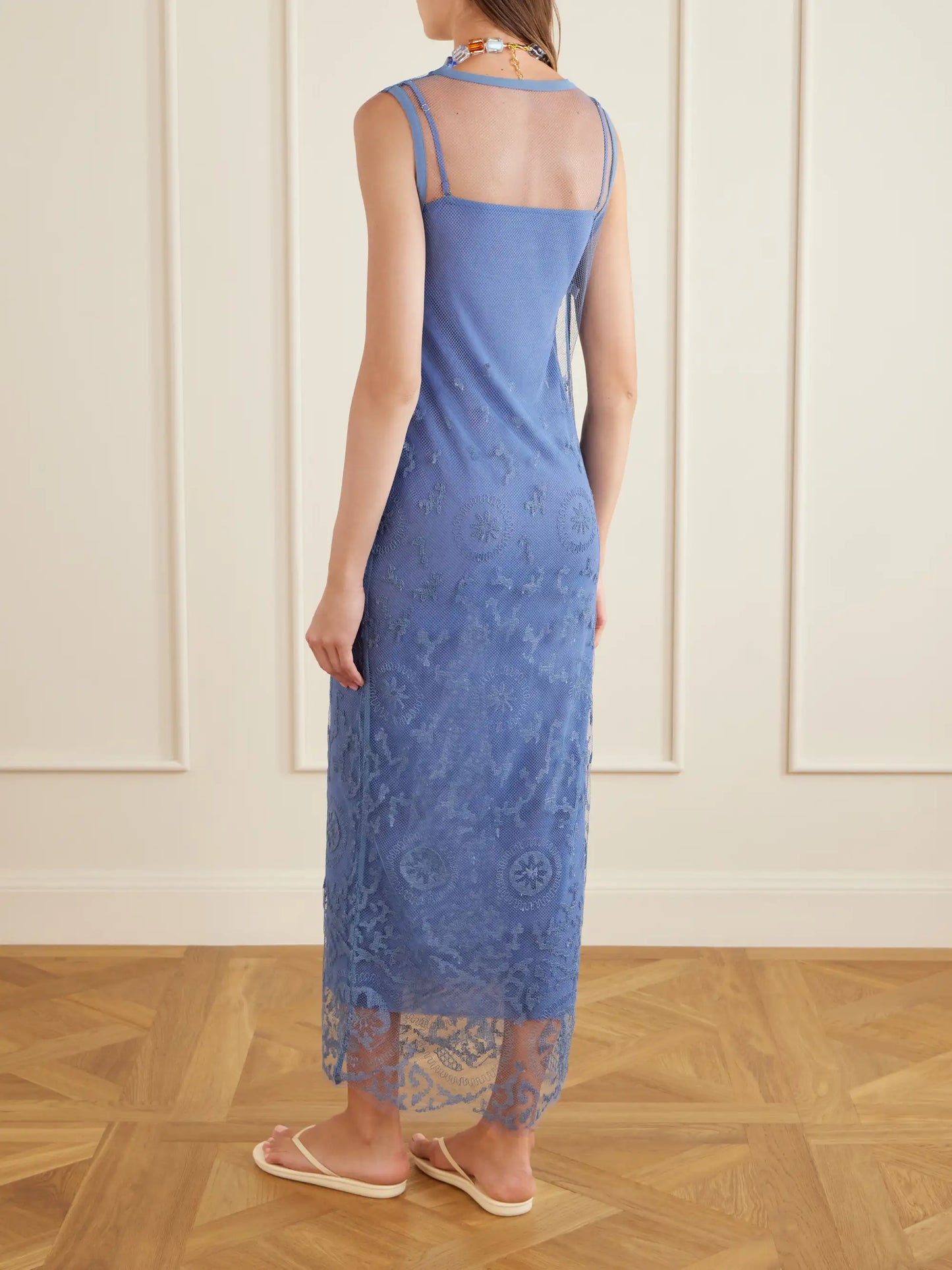 Leif Embroidered Tulle Midi Dress
