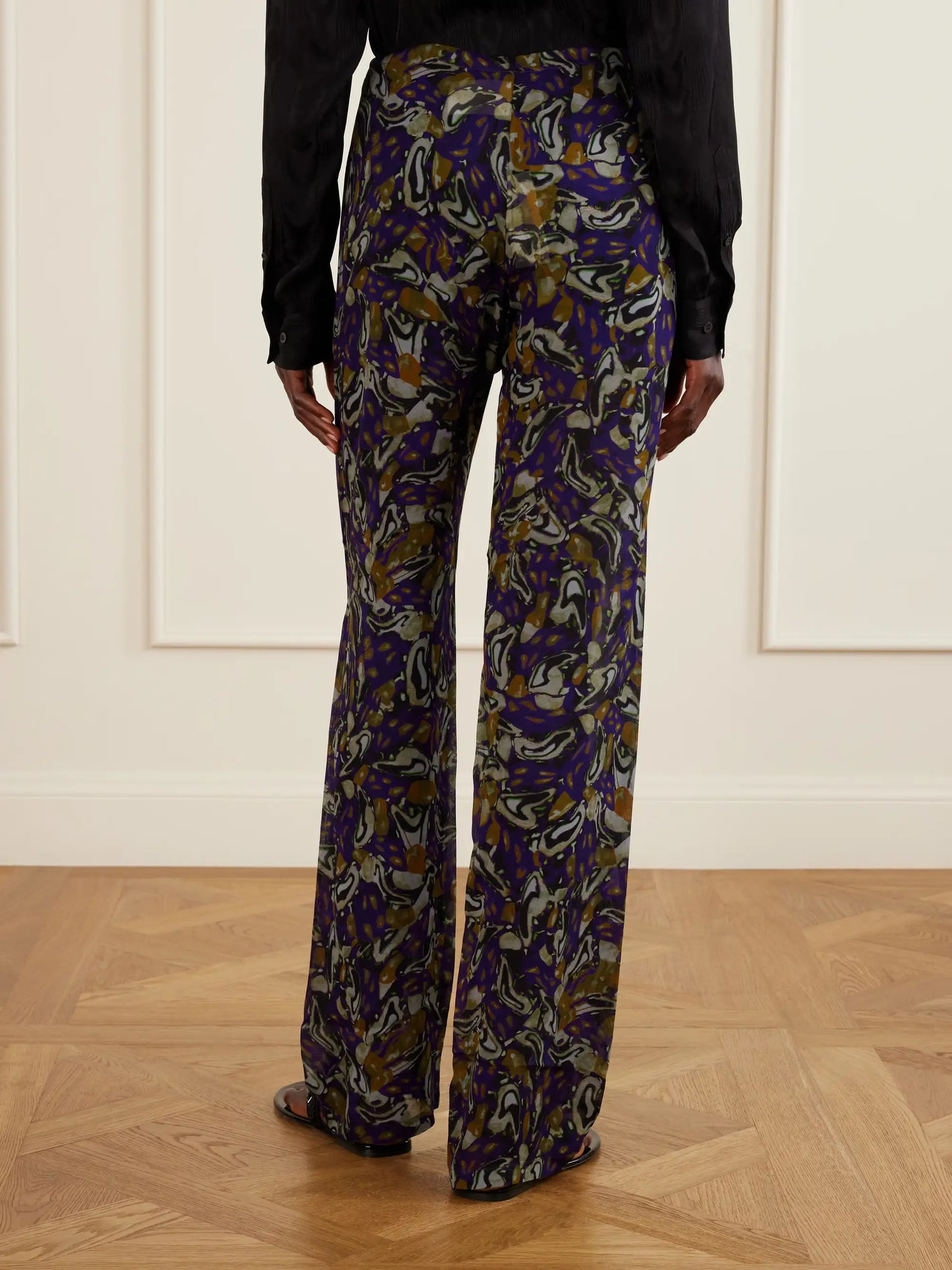 Printed Georgette Straight-leg Pants