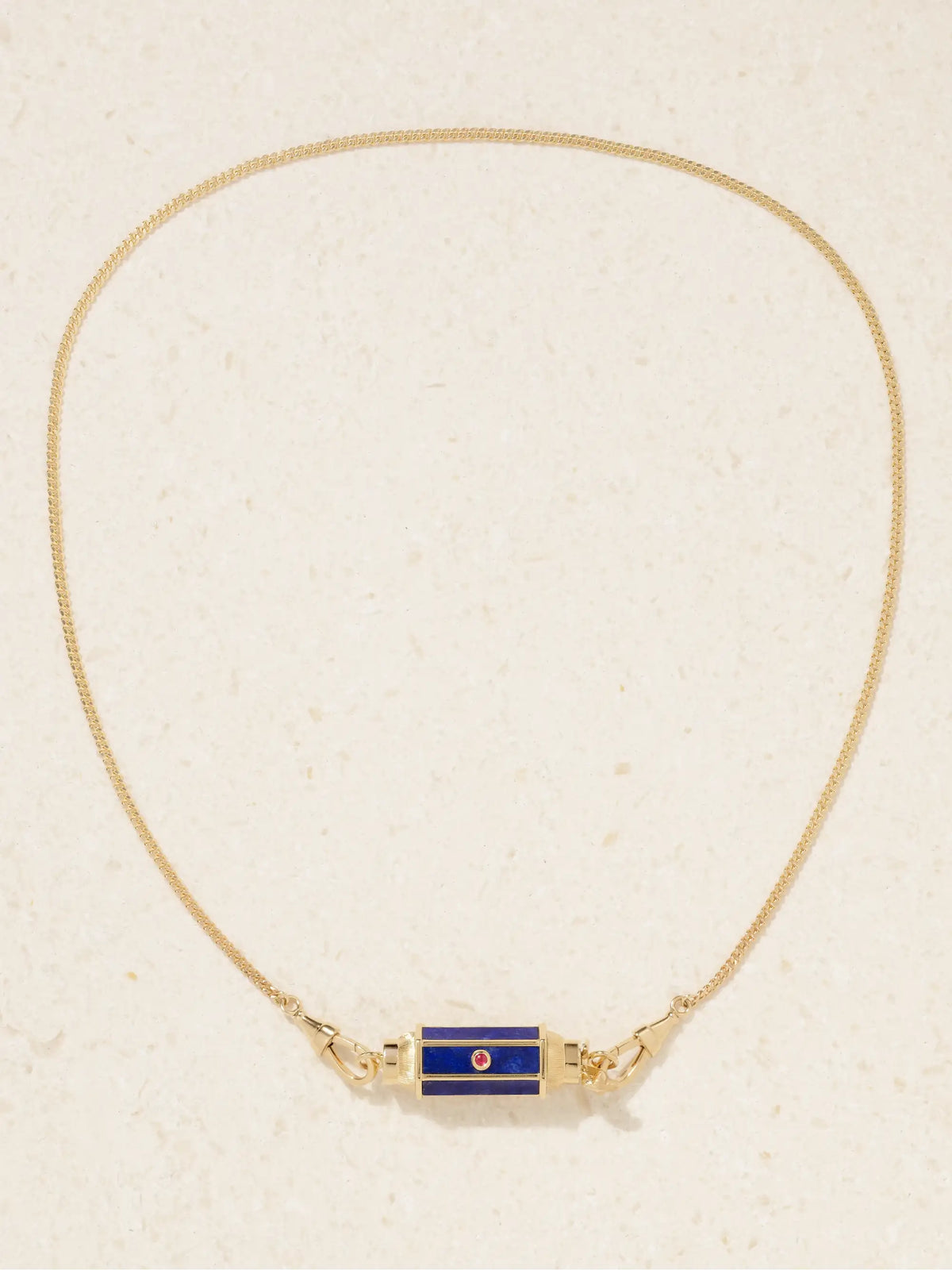 Baby Locket 18-karat Gold, Lapis Lazuli And Ruby Necklace