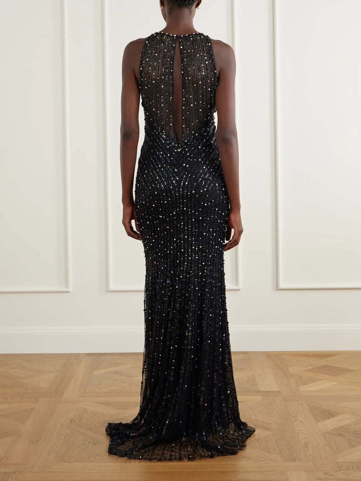 Jenny Packham Atlas Embellished Cut-out Satin Gown