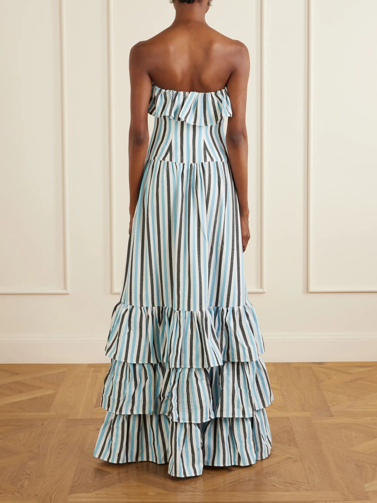 Ruffled Striped Cotton Maxi Dress