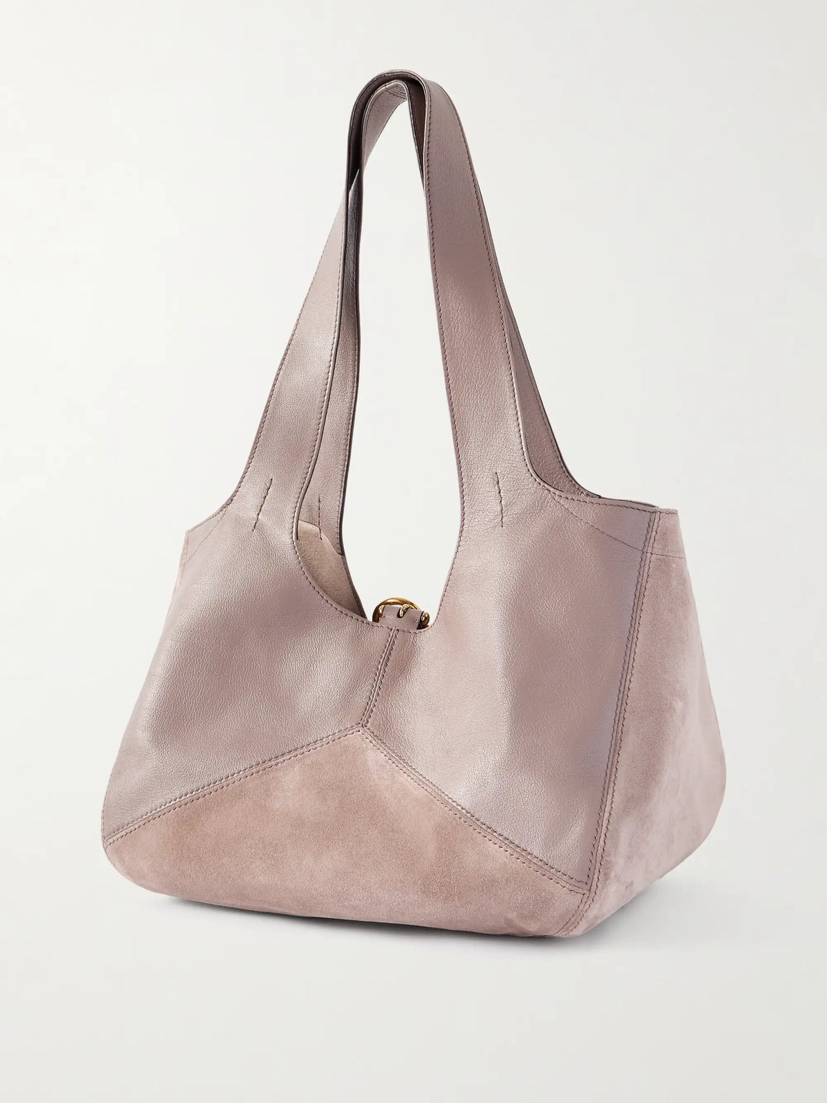 Balloon Leather-trimmed Suede Tote Bag