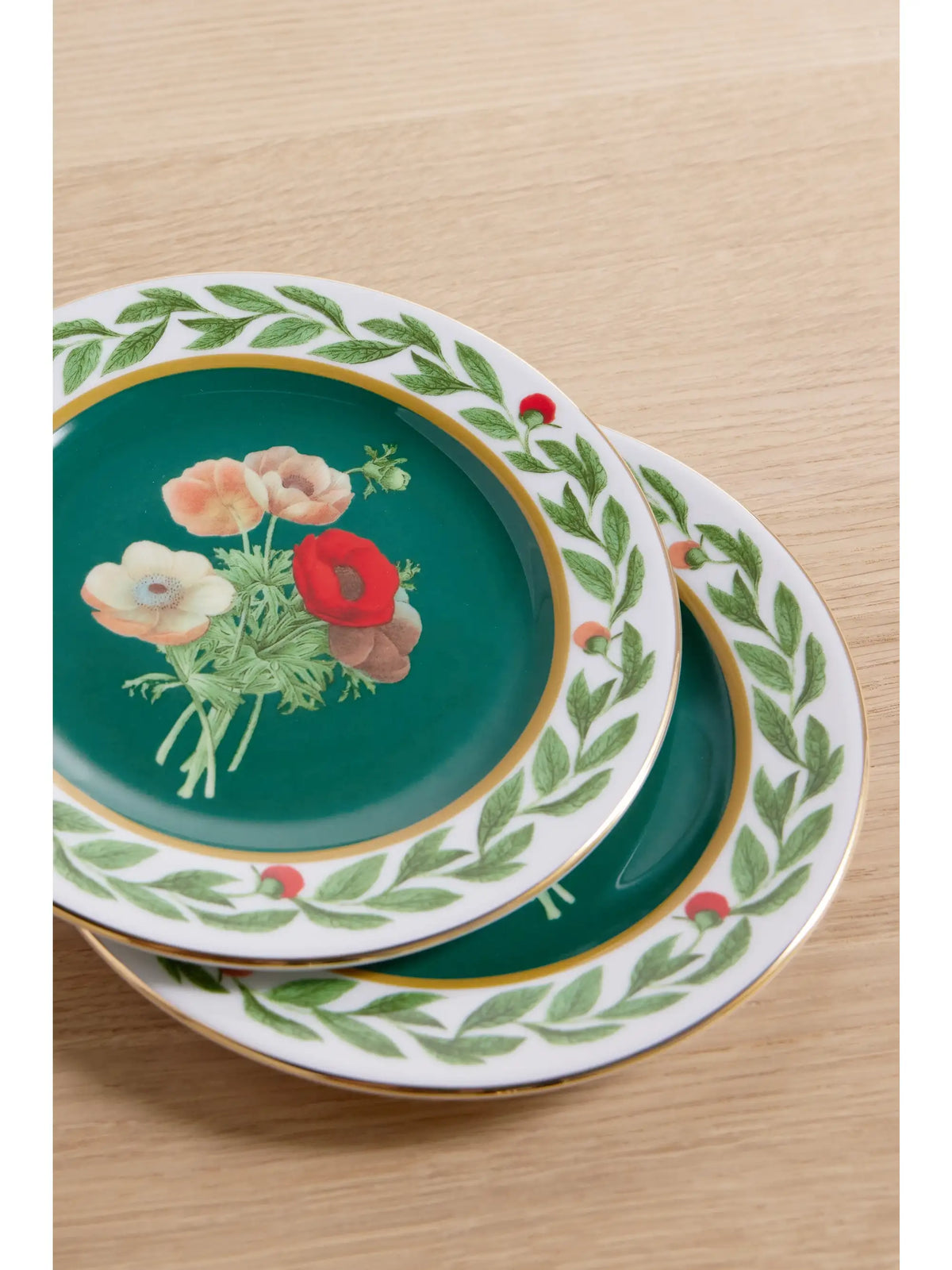 Set Of Two Gold-plated Porcelain Dessert Plates
