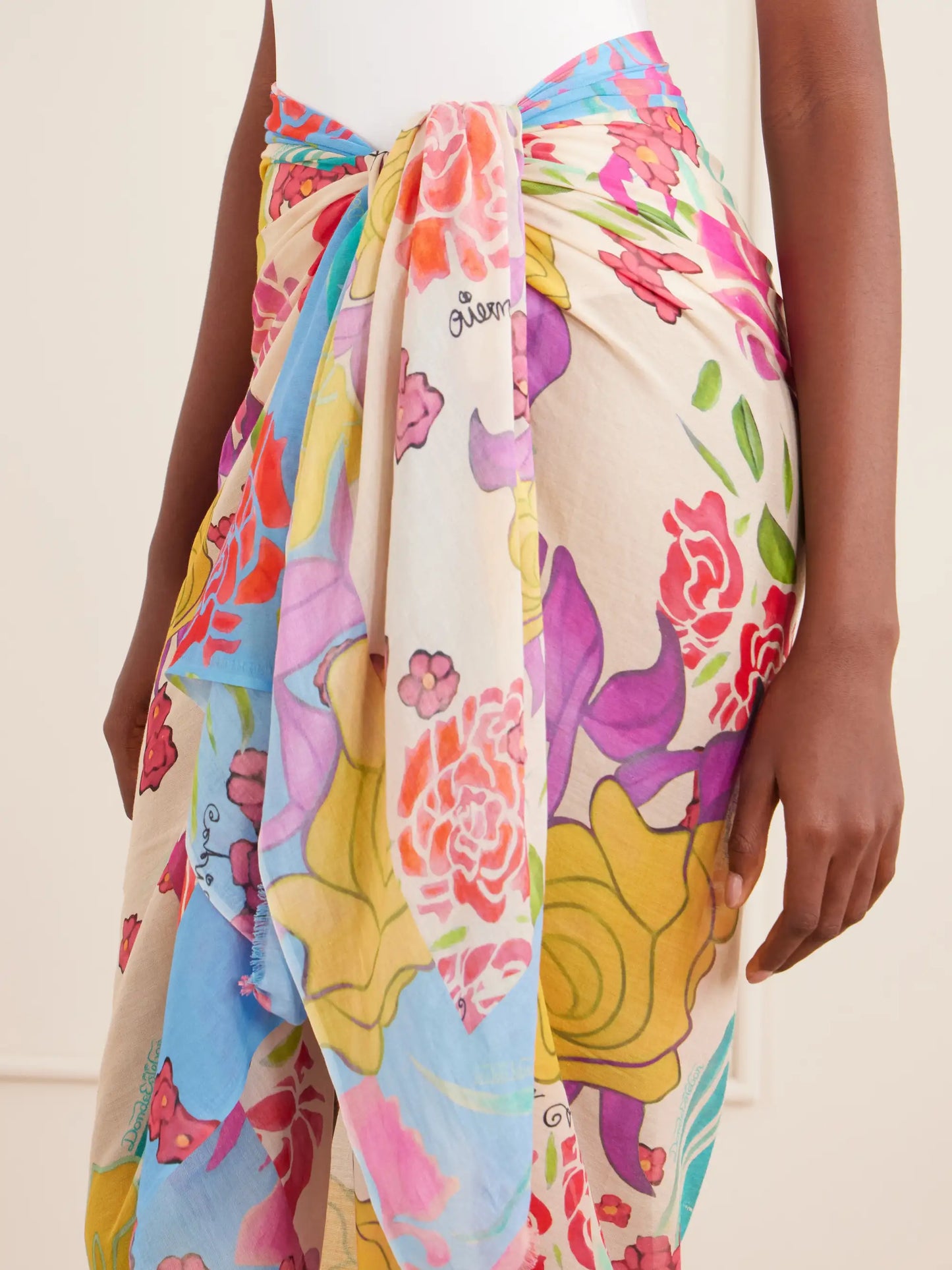Flores Floral-printed Cotton And Modal-blend Pareo