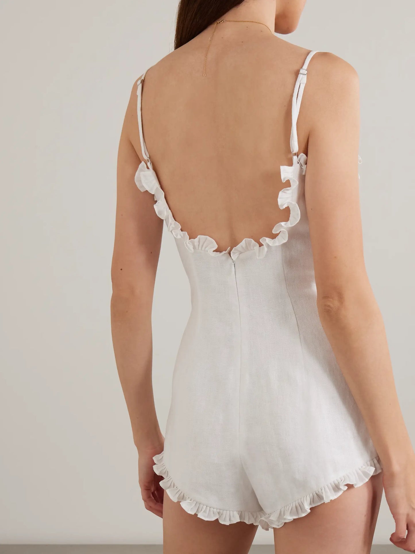 Florence Ruffled Linen Playsuit