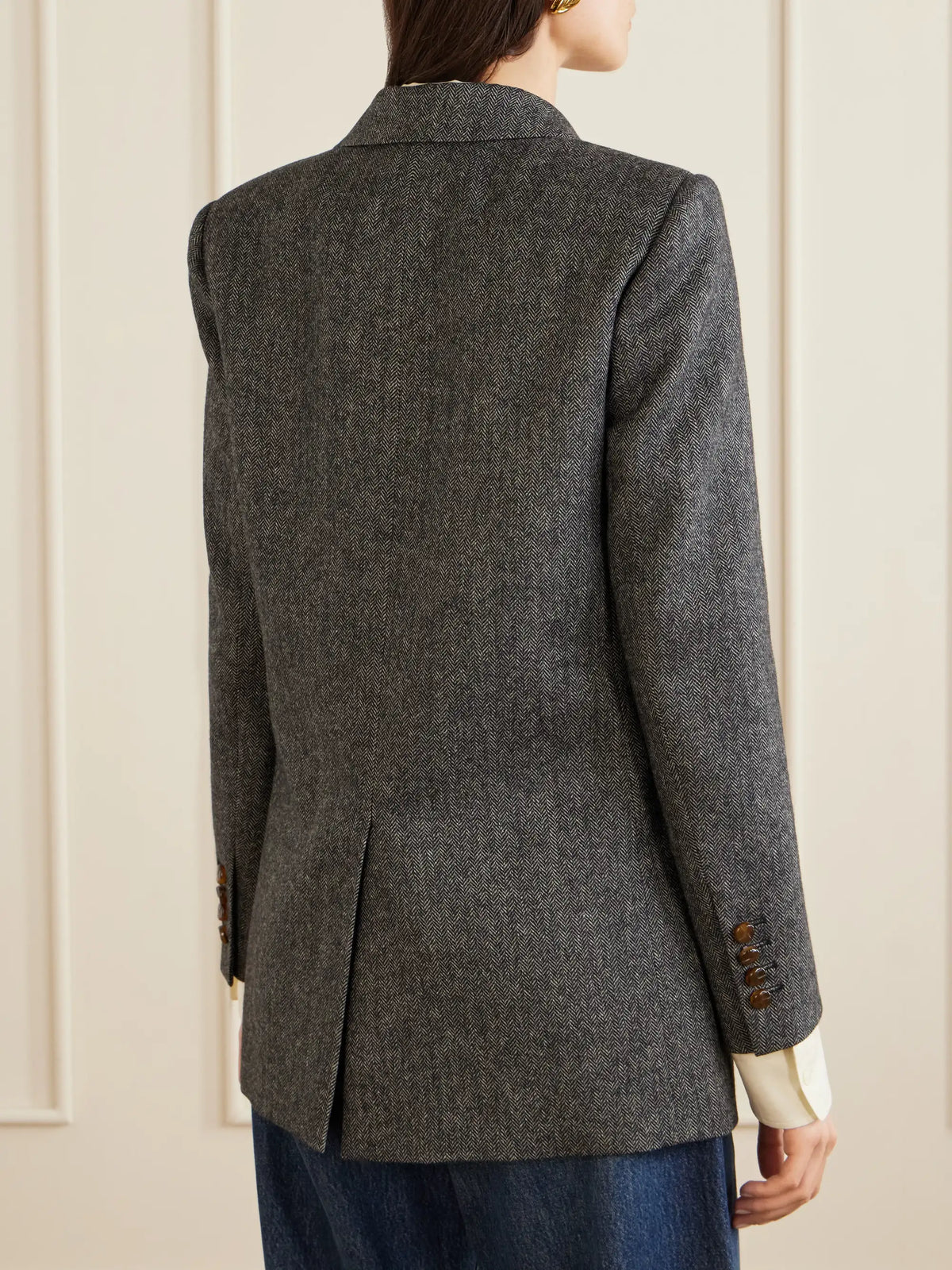 Everyday Double-breasted Herringbone Wool-blend Blazer