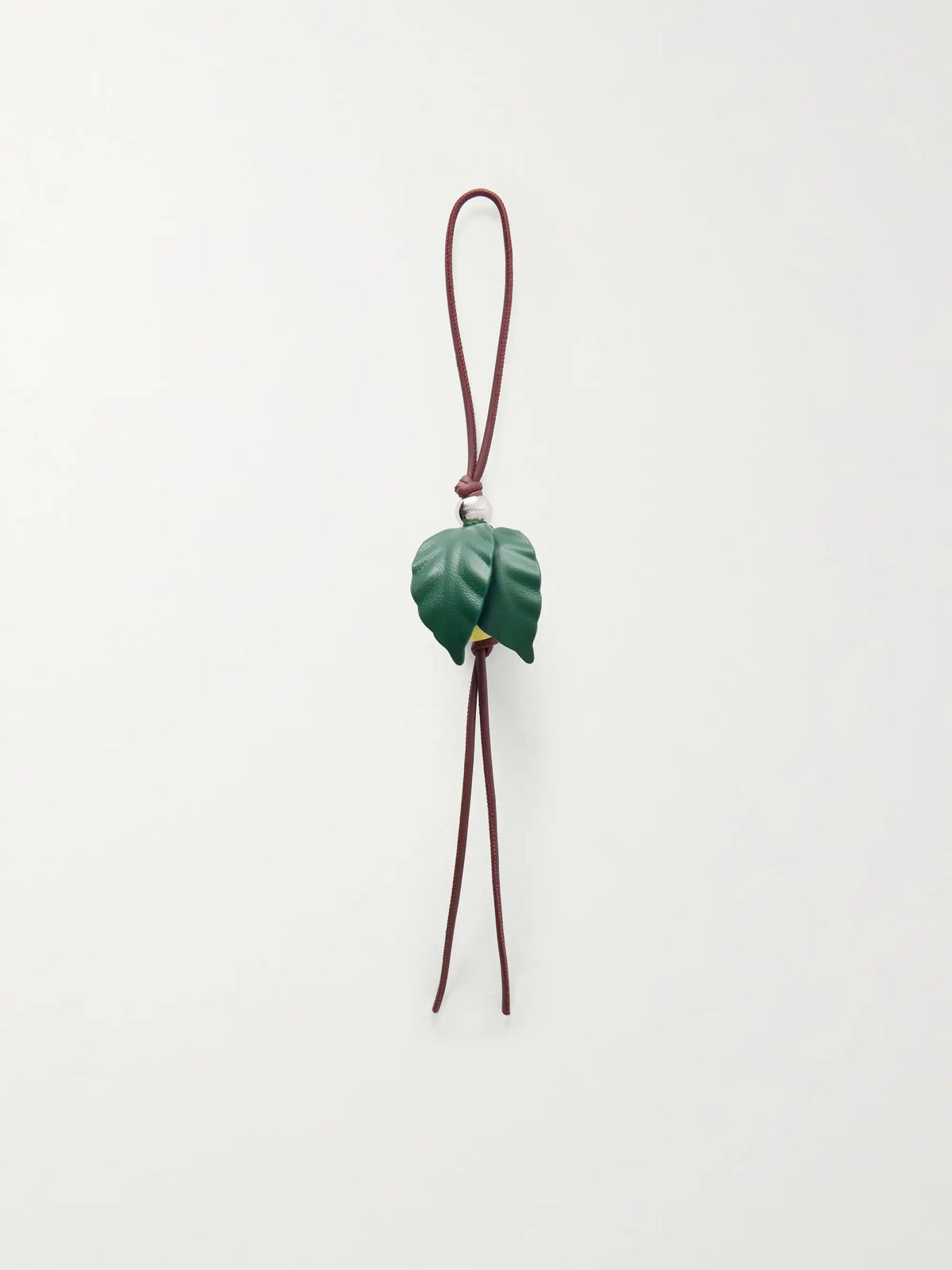 Apple Charm Leather And Silver-tone Bag Charm