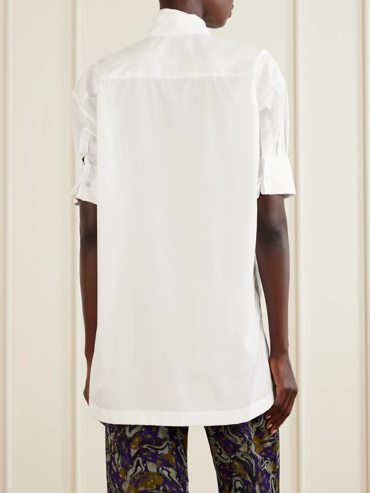 Tie-detailed Cotton-poplin Blouse