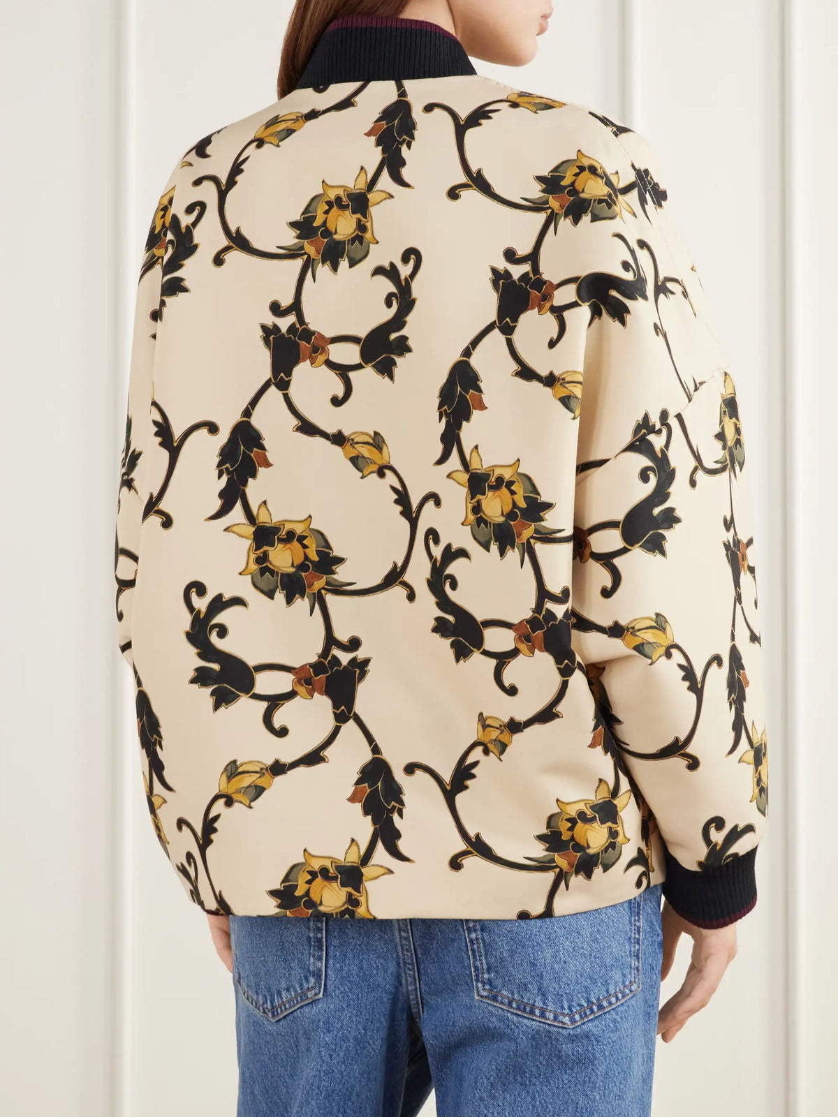 La DoubleJ Brooklyn Floral-print Rib-trimmed Wool-blend Cady Jacket