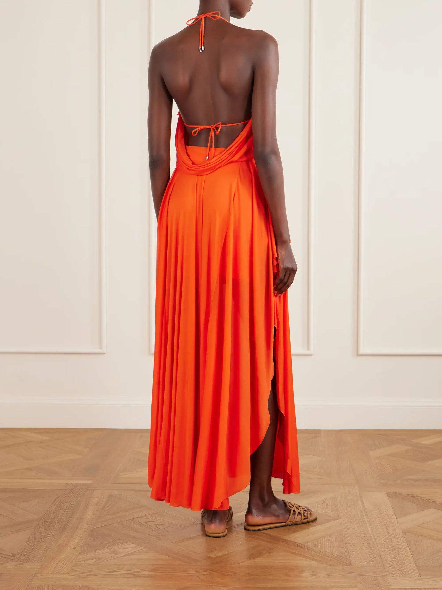+ Paula's Ibiza Ruffled Cutout Jersey Halterneck Maxi Dress