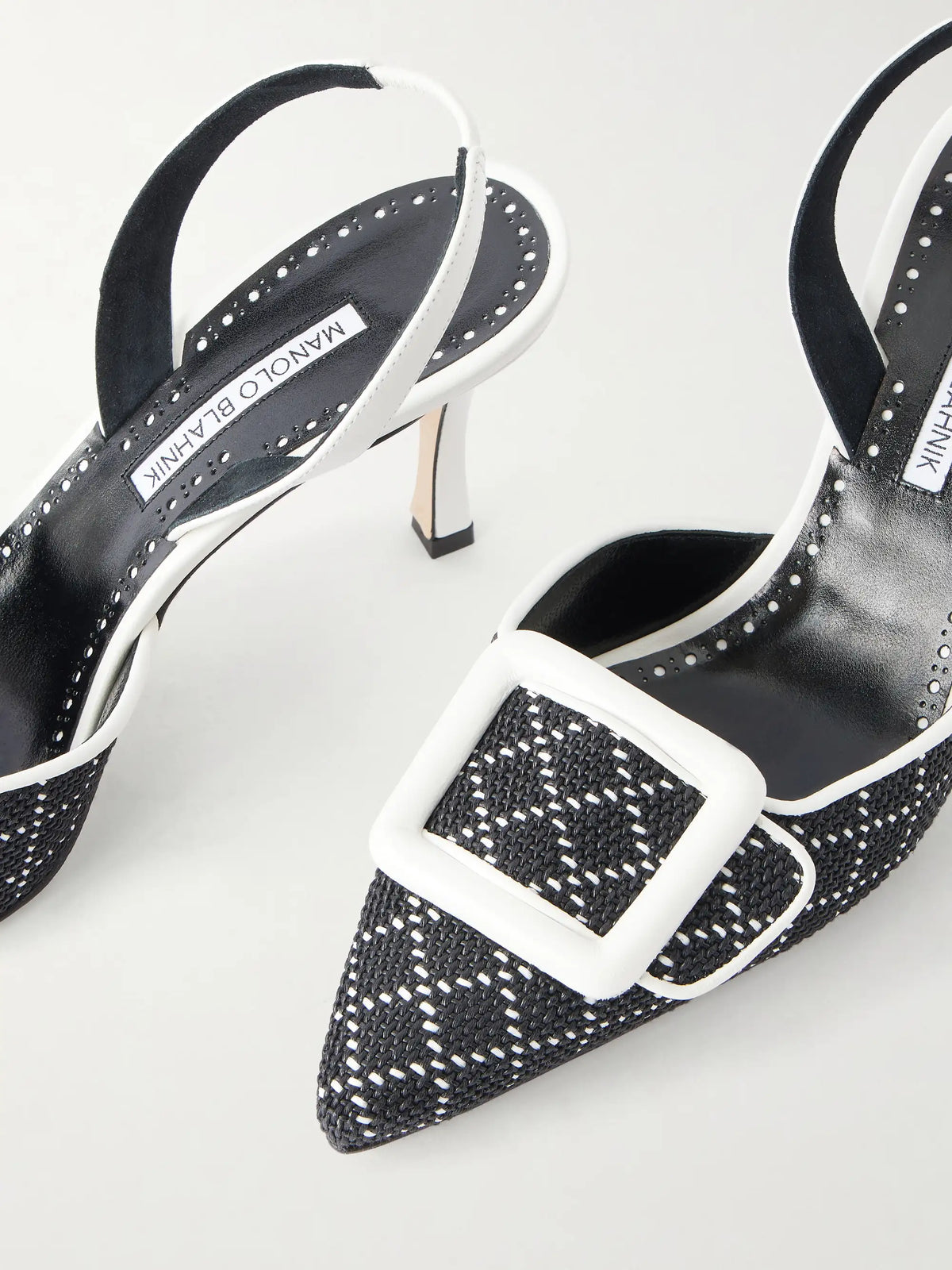Mayslibi 70 Woven Leather Slingback Pumps