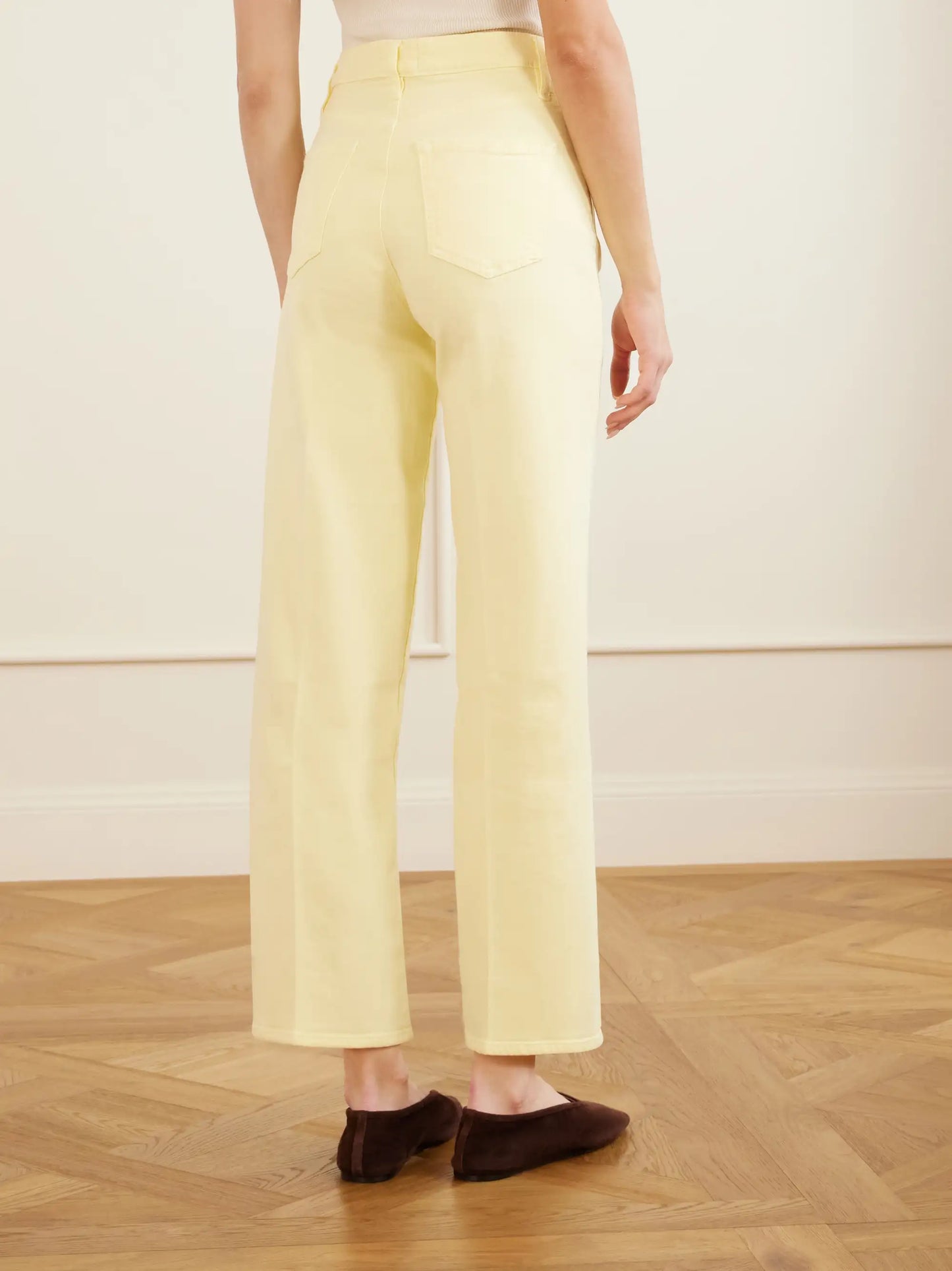 High Rise Slim Wide Cotton-blend Wide-leg Pants