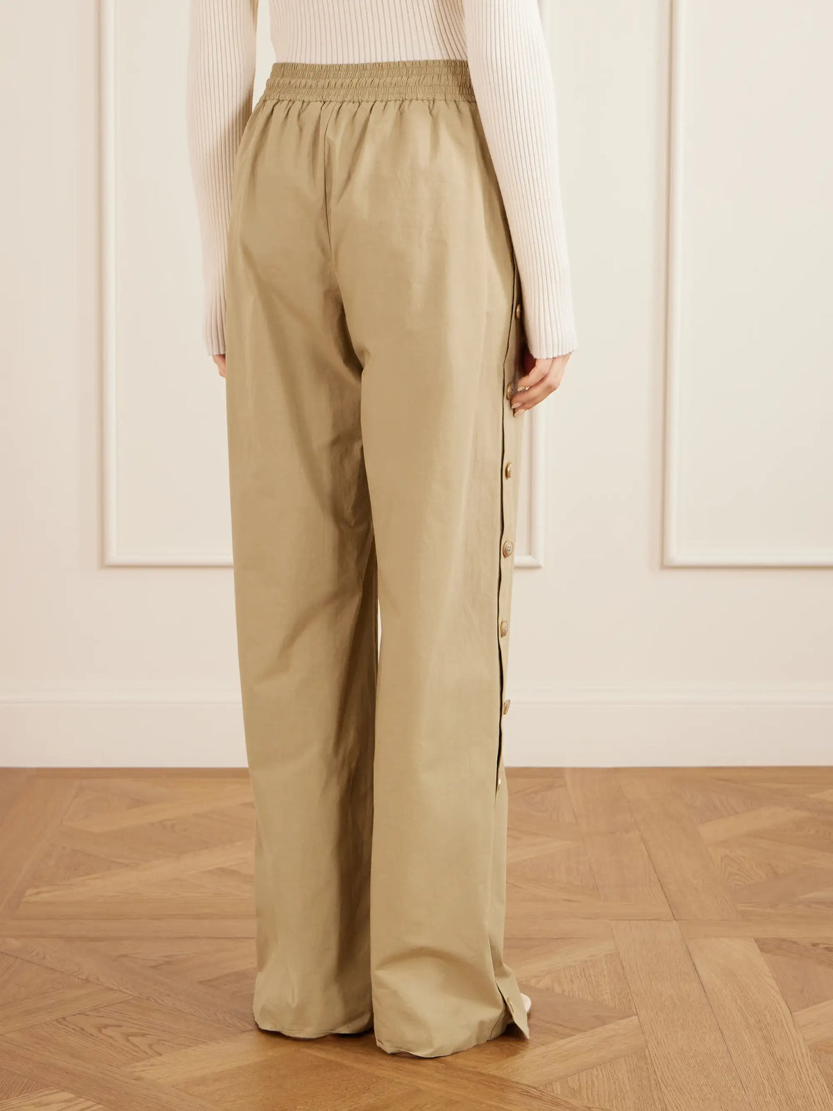 Zimmermann Valiant Button Cotton-poplin Wide-leg Pants