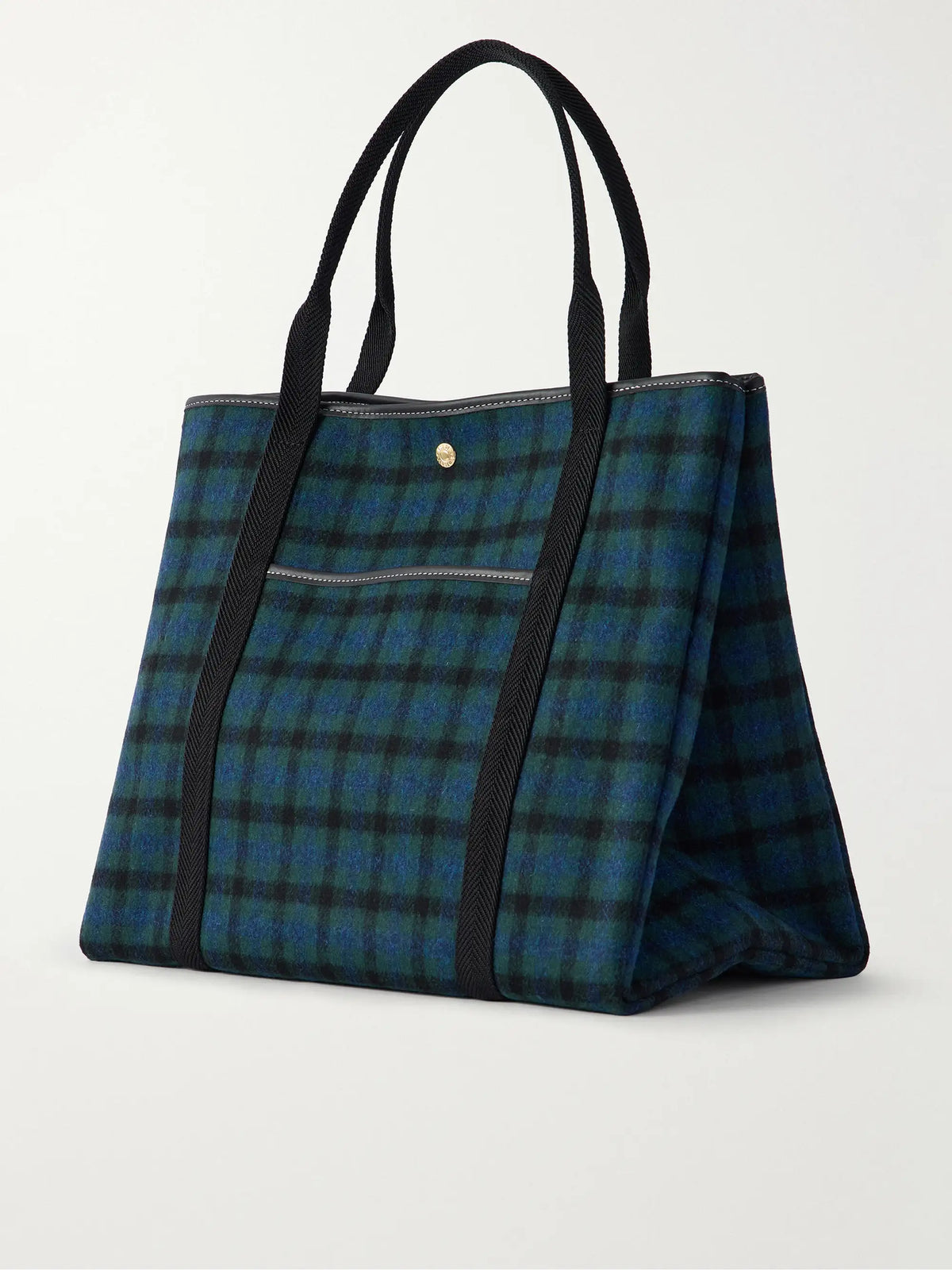 RUE de VERNEUIL Traversée Large Leather-trimmed Checked Canvas Tote