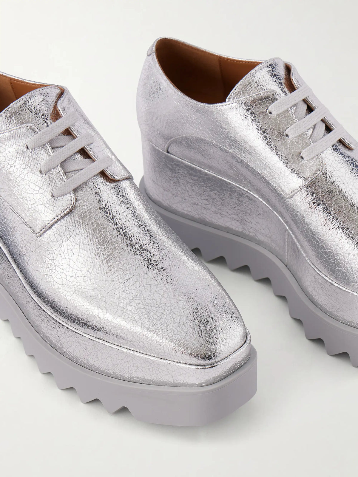 Elyse Woven Metallic Vegetarian Leather Platform Brogues