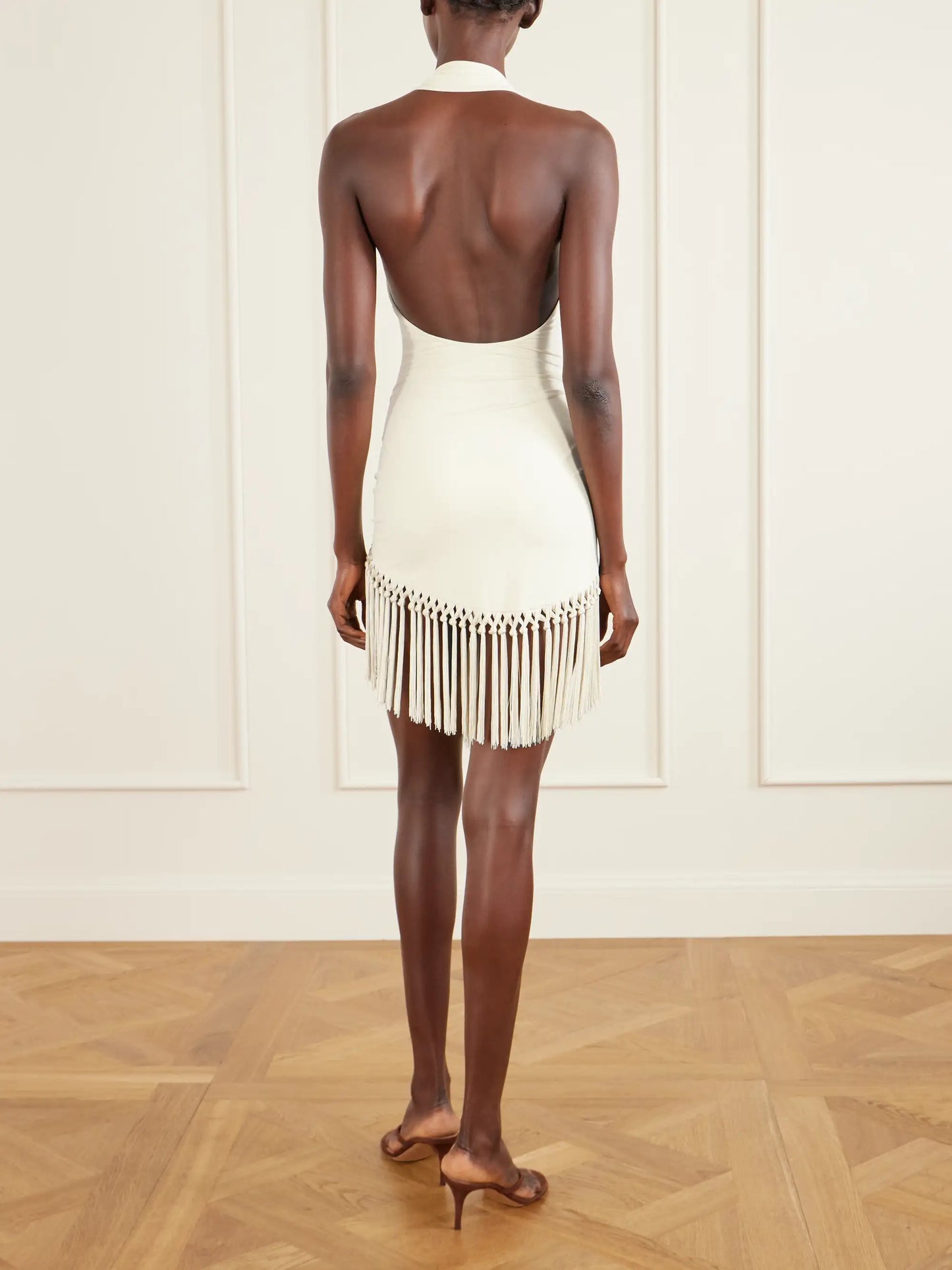 Tropicana Halterneck Swimsuit And Fringed Pareo Set