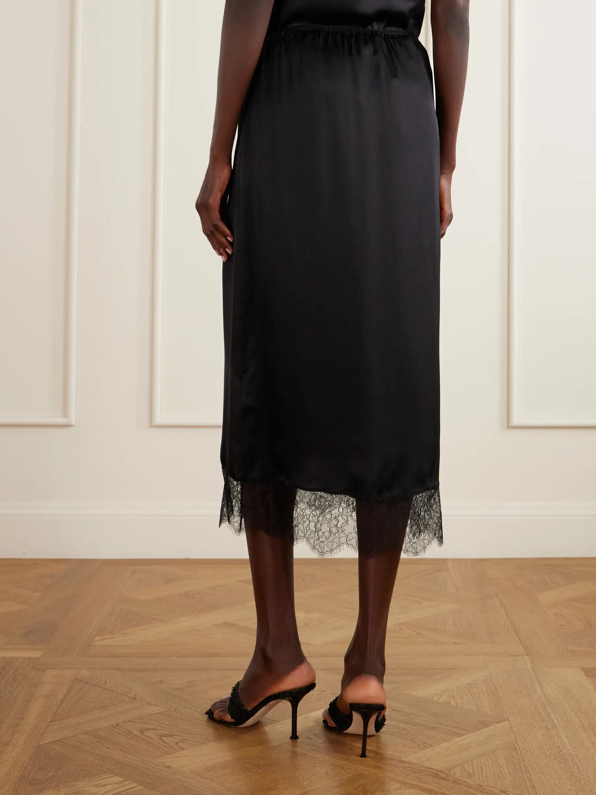 Shelby Lace-trimmed Silk-blend Midi Skirt