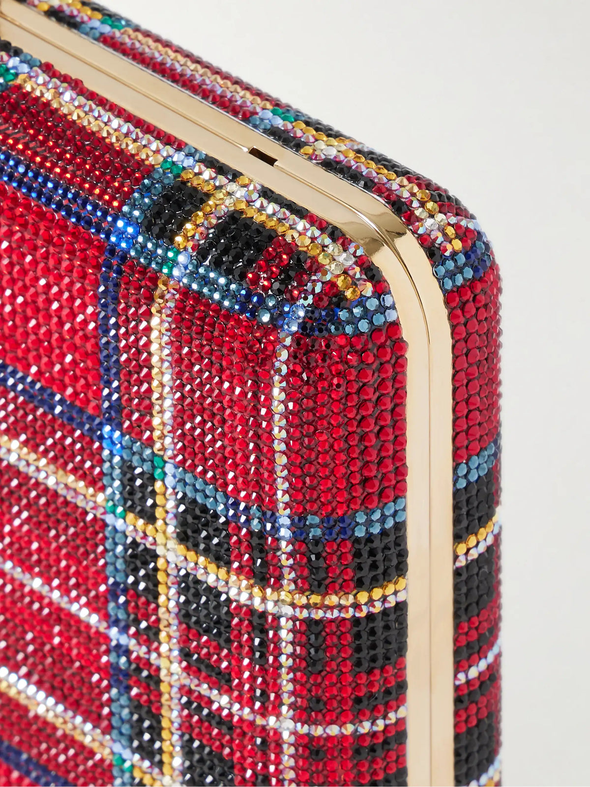 Tartan Crystal-embellished Gold-tone Clutch