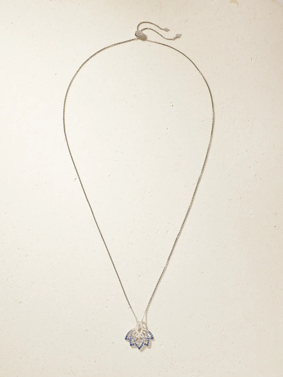 Lotus Flower 18-karat White Gold, Sapphire And Diamond Necklace