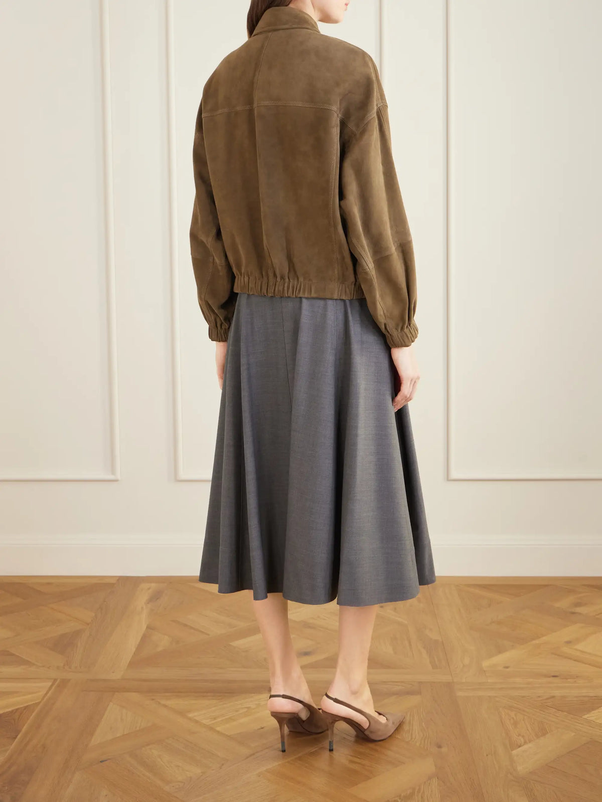 Brunello Cucinelli Paneled Suede Bomber Jacket