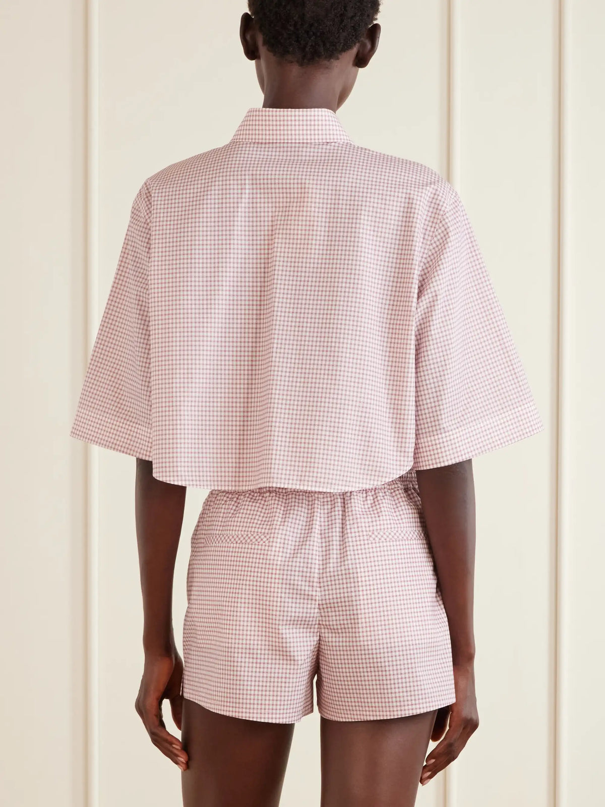 Vlogo-embellished Cropped Checked Cotton Shirt