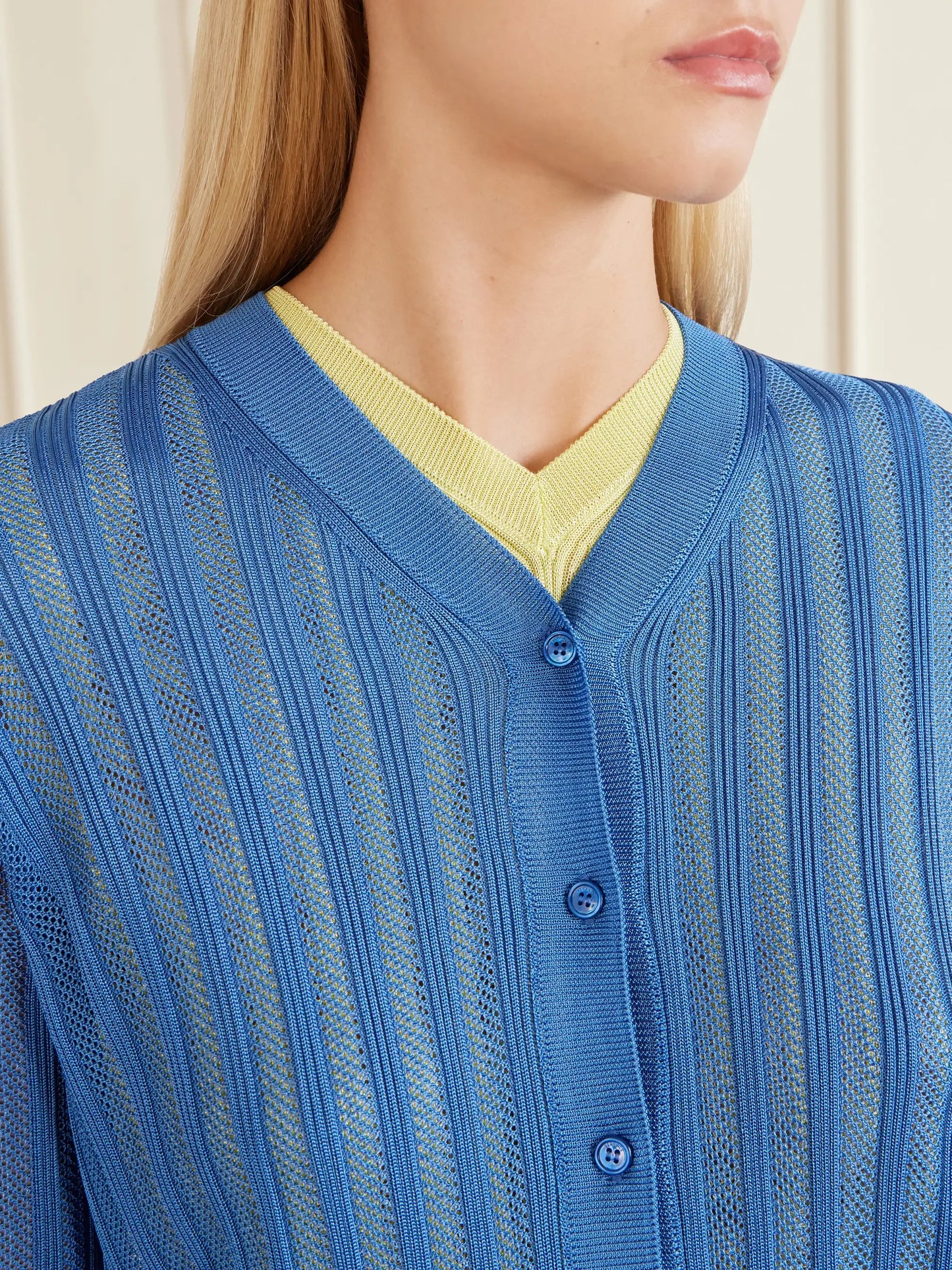 Medusa-embellished Ribbed Crochet-knit Cardigan