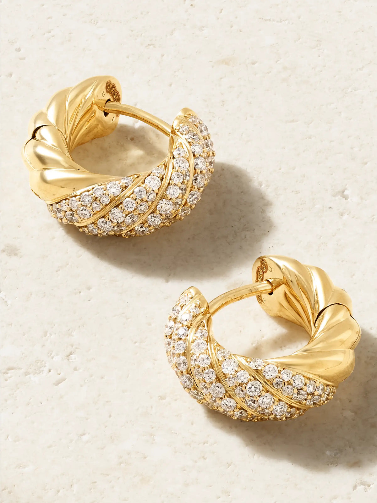 Sculpted Cable 18-karat Gold Diamond Hoop Earrings