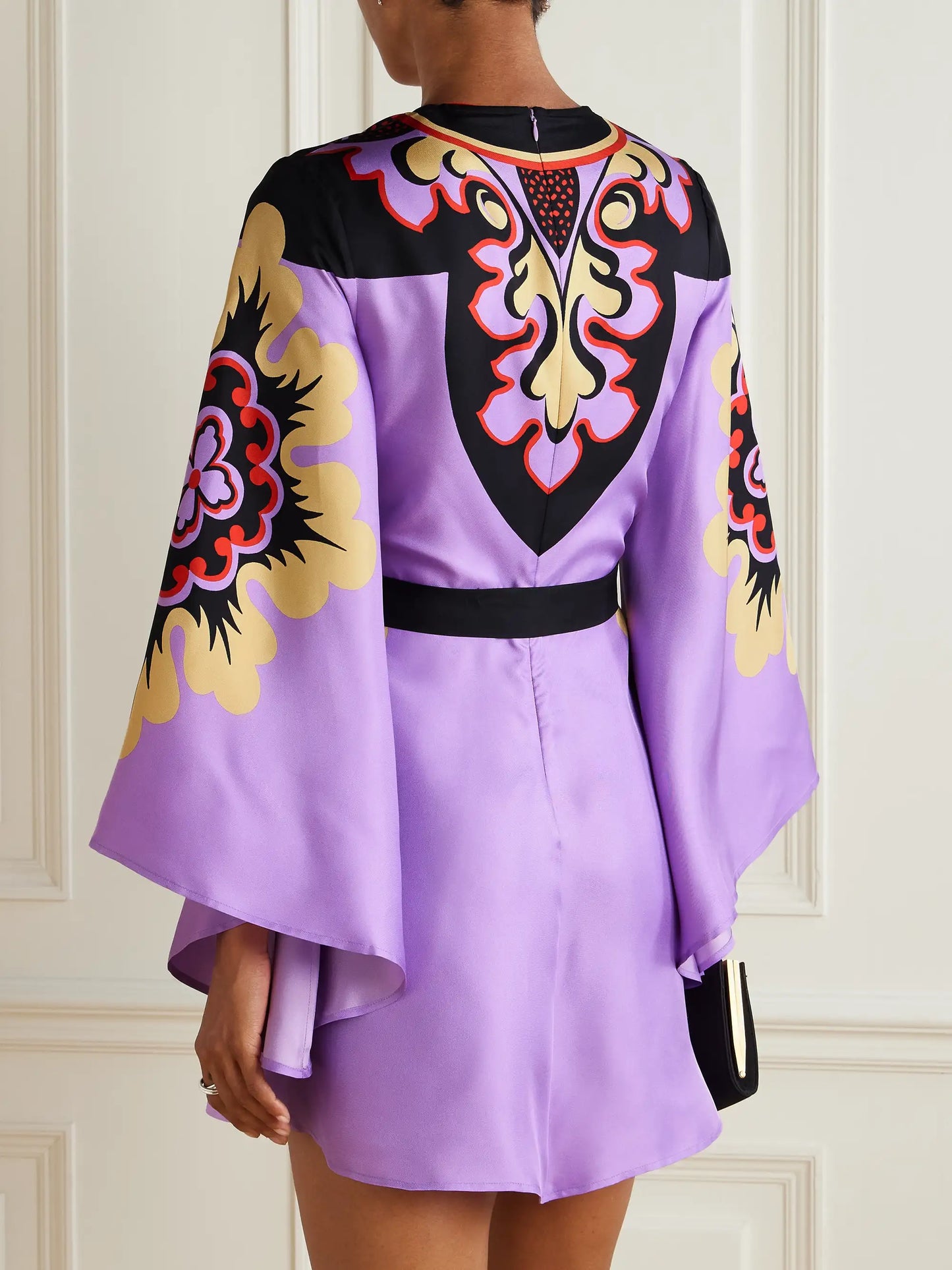 Icon Magnifico Belted Printed Silk-twill Mini Dress