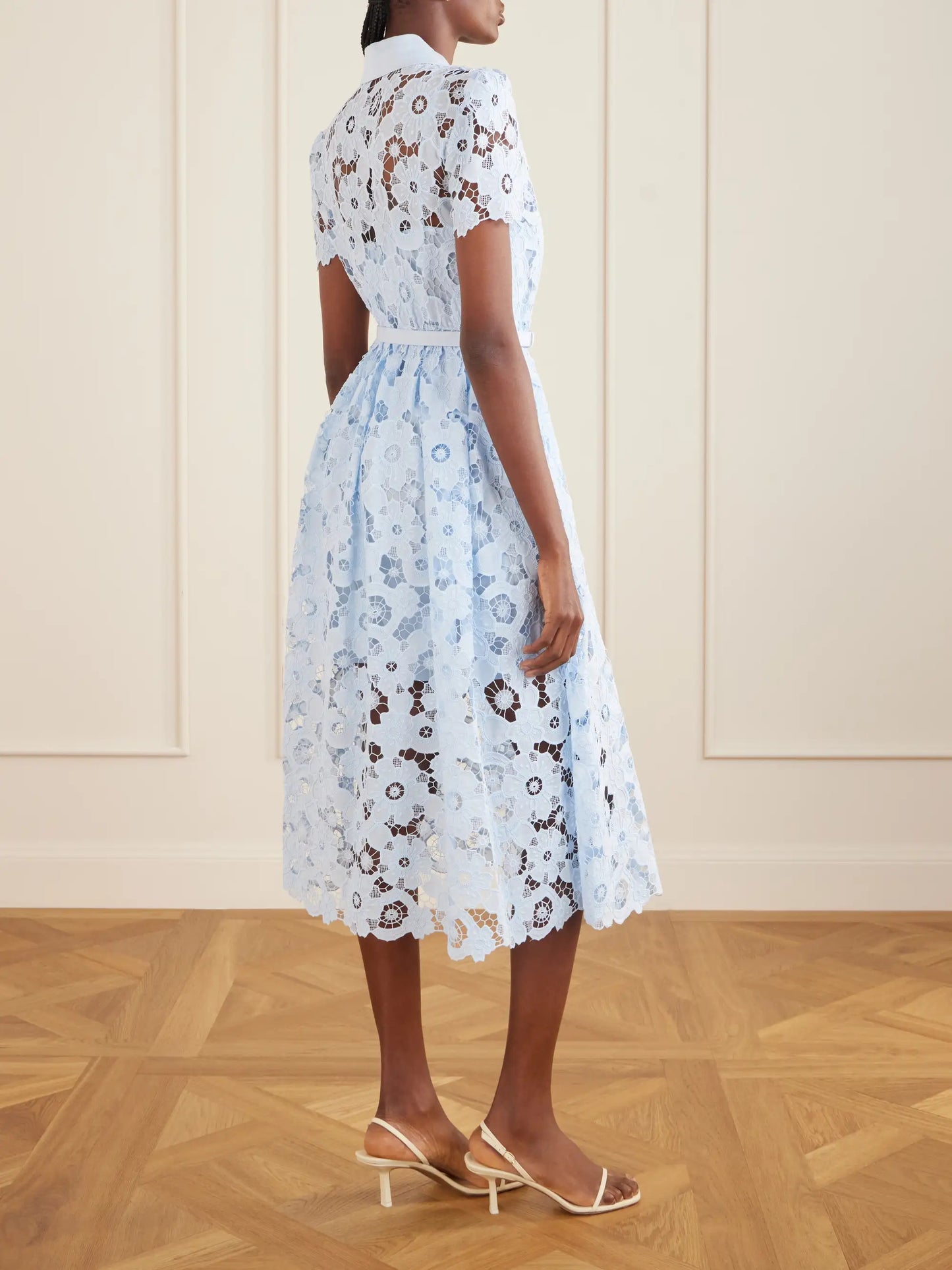 Embroidered Guipure Lace Midi Dress